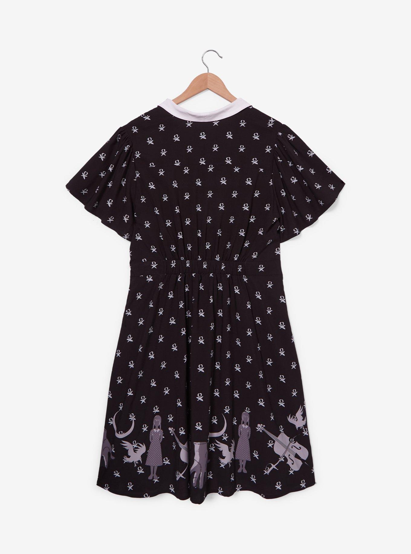 Wednesday Icons Plus Size Collared Dress - BoxLunch Exclusive, BLACK, alternate