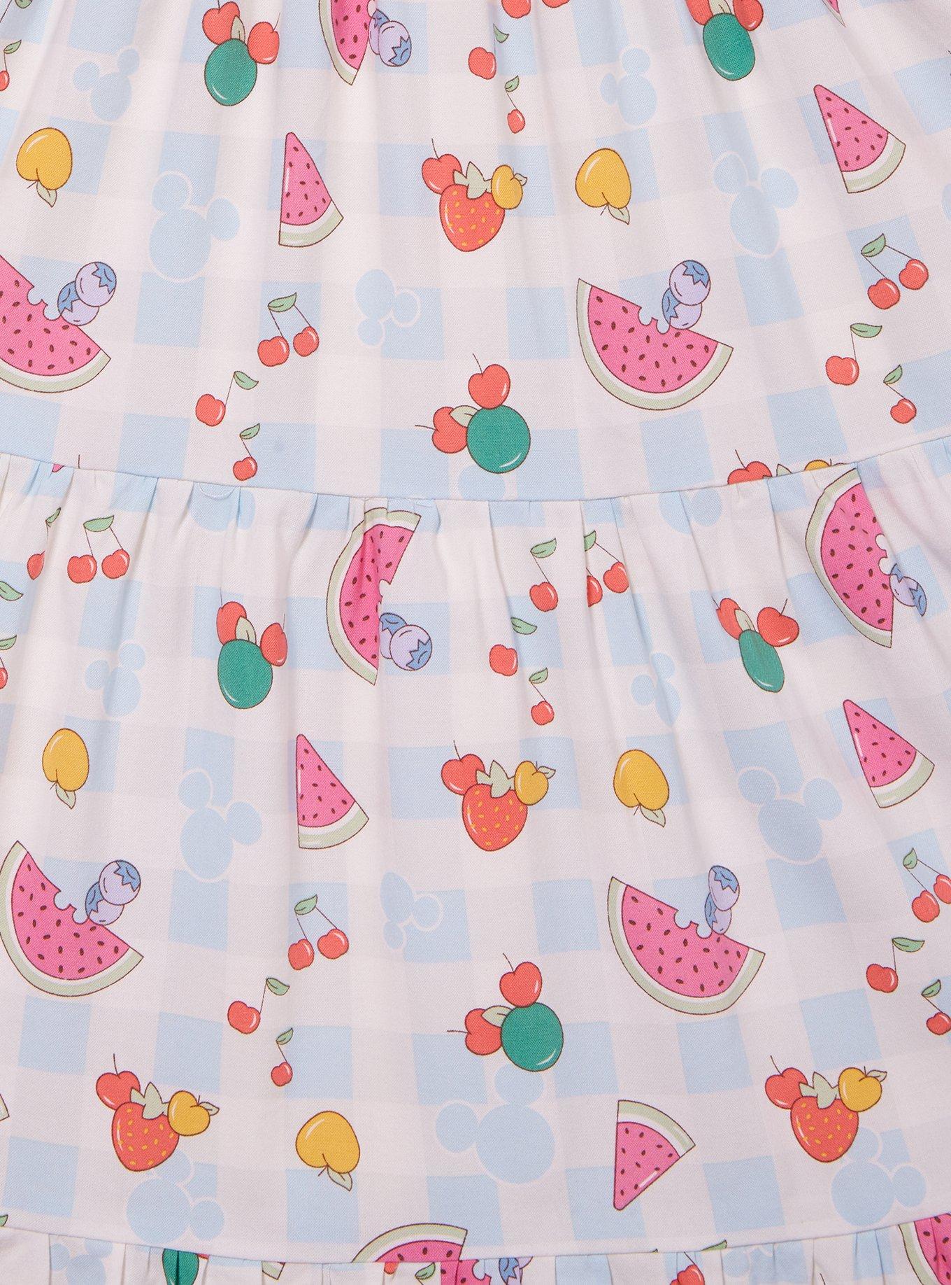 Disney Mickey Mouse Gingham Fruits Allover Print Tank Dress - BoxLunch Exclusive, GINGHAM WHITE-BLUE, alternate