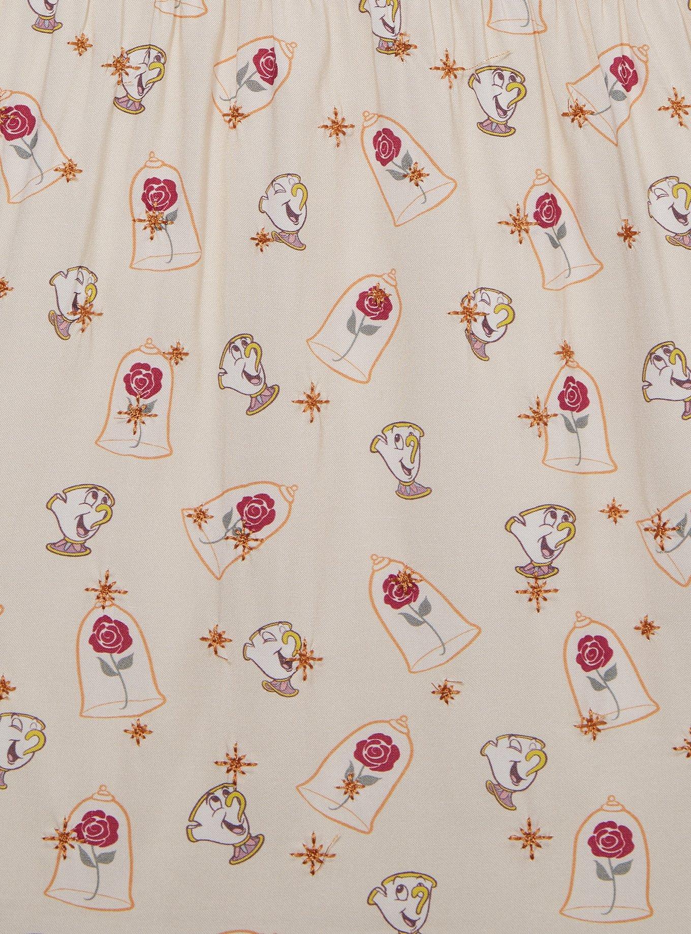 Disney Beauty and the Beast Chip & Roses Allover Print Plus Size Maxi Skirt, CREAM, alternate