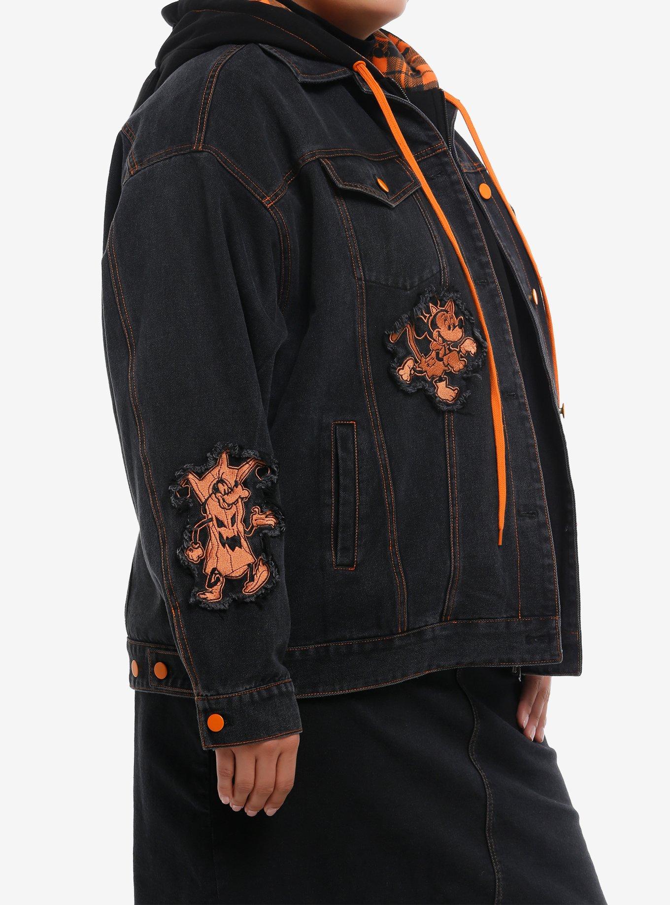 Her Universe Disney Mickey Mouse & Friends Halloween Hooded Denim Jacket Plus Size, MULTI, alternate