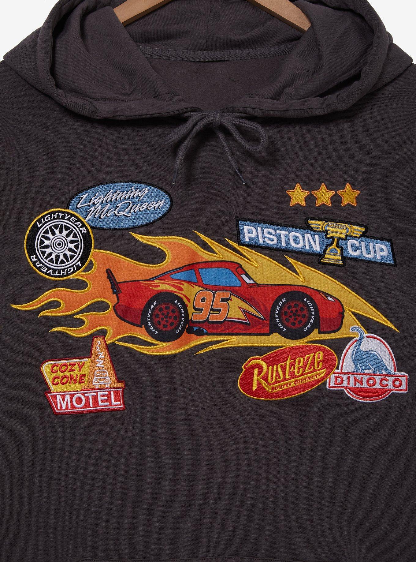 Disney Pixar Cars Lightning McQueen Badges Hoodie — BoxLunch Exclusive, , hi-res