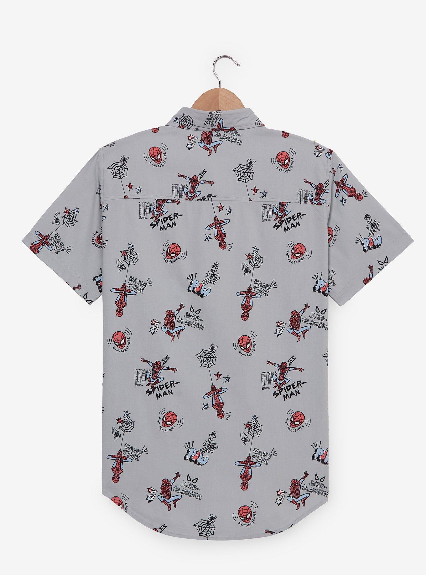 Marvel Spider-Man Doodle Icons Allover Print Woven Button-Up - BoxLunch Exclusive