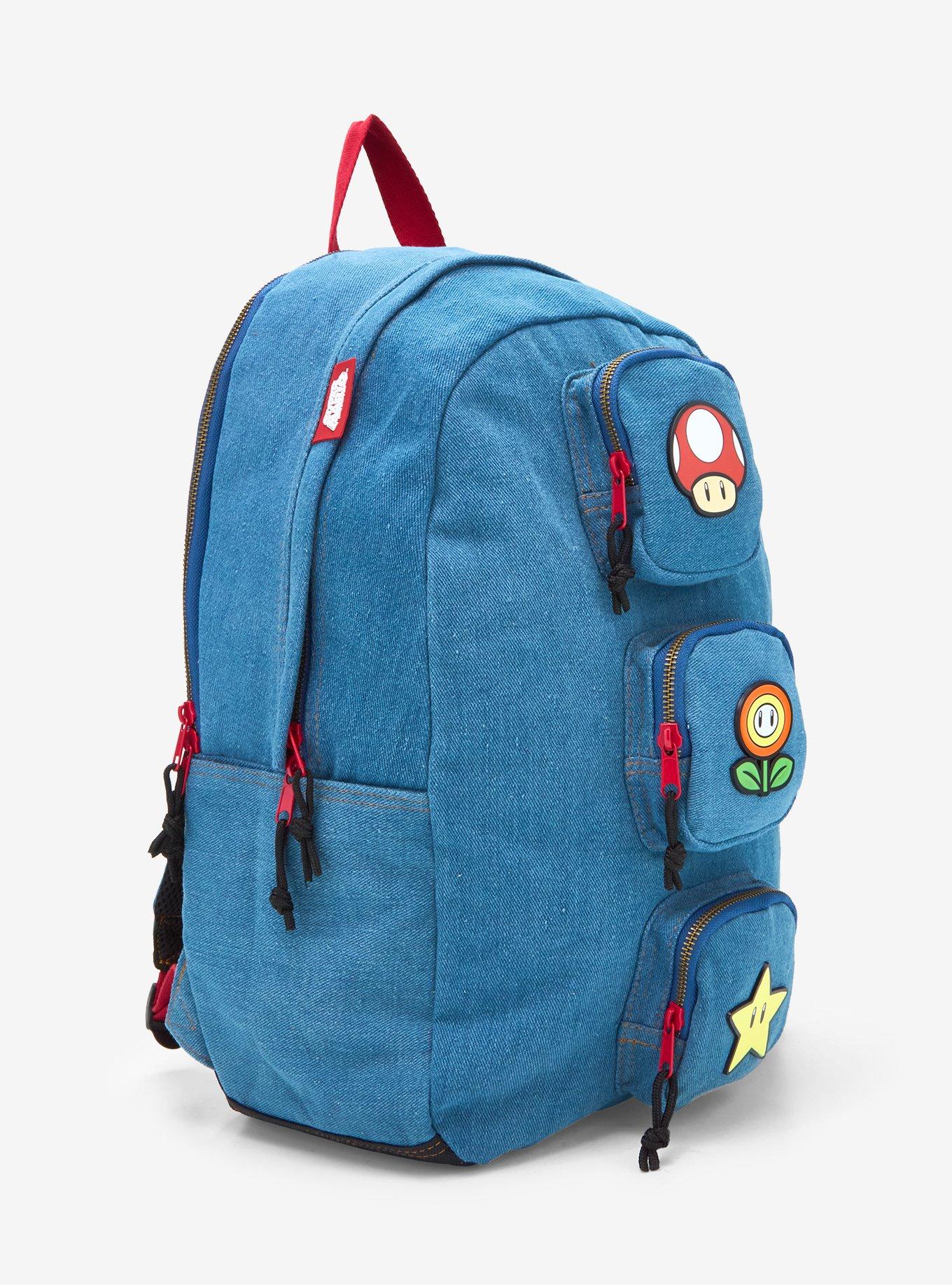 Nintendo Super Mario Bros. Icons Denim Multi-Pocket Backpack — BoxLunch Exclusive, , alternate