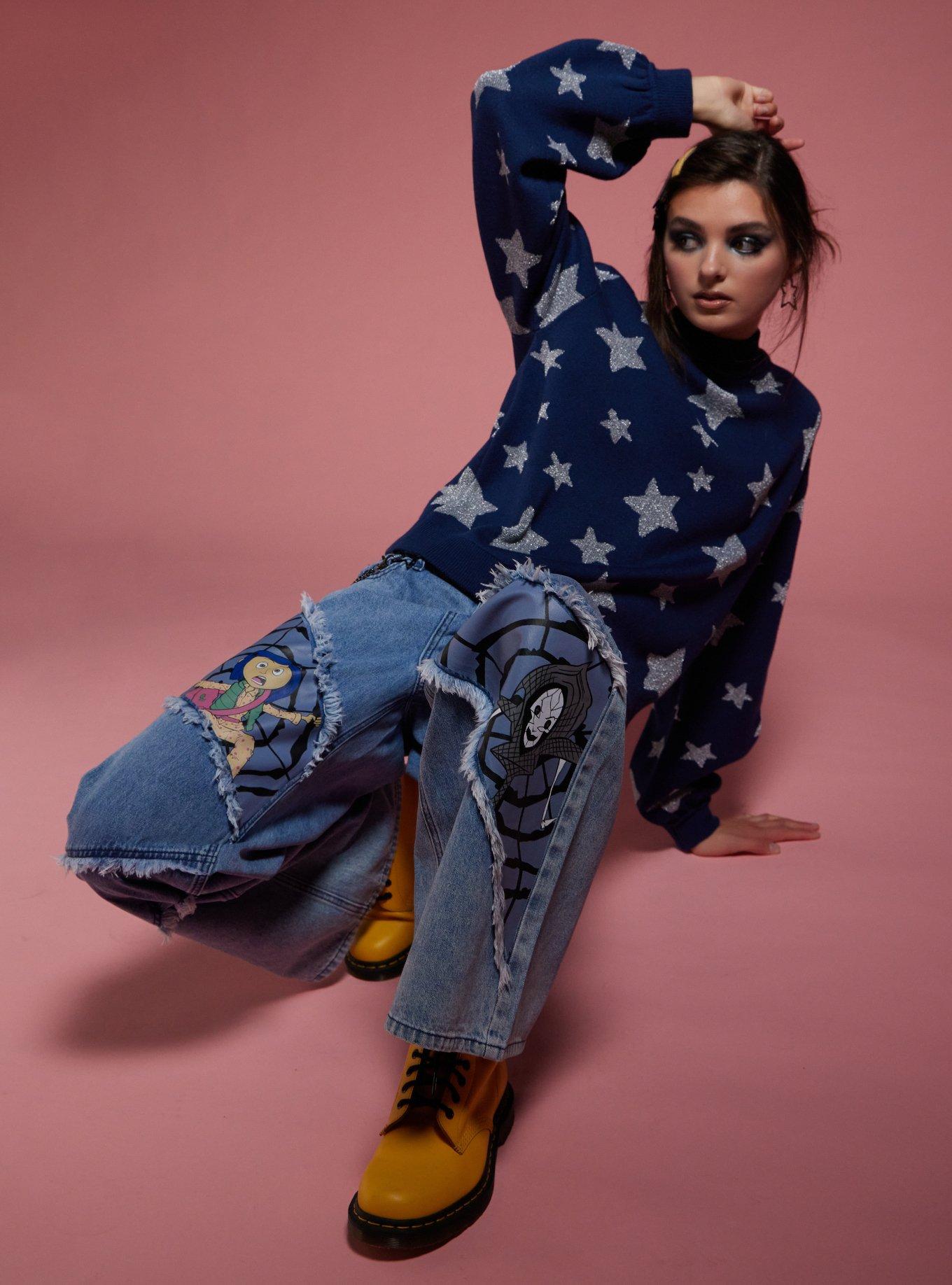 Coraline Panel Chain Wide Leg Jeans, , hi-res