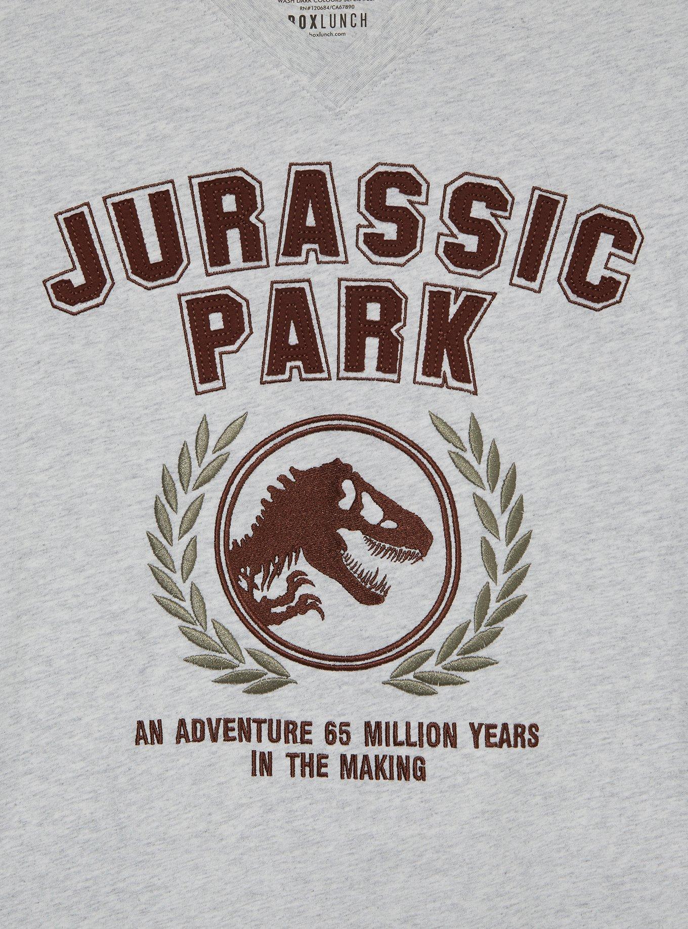 Jurassic Park Logo Embroidered T-Shirt - BoxLunch Exclusive, HEATHER GREY, alternate
