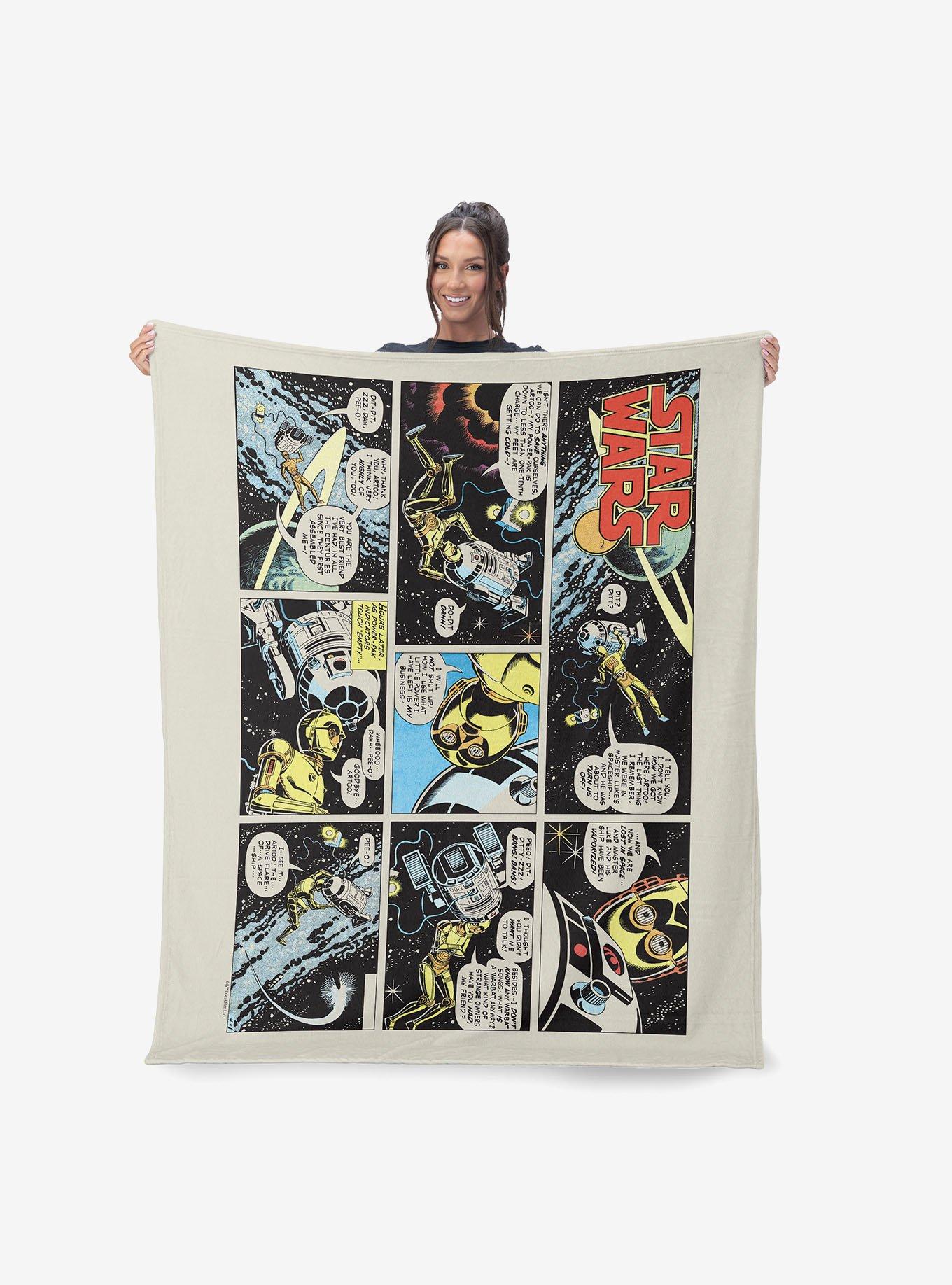 Star Wars Classic Comic Books R2-D2 & C-3PO Silk Touch Sherpa Throw Blanket, , alternate