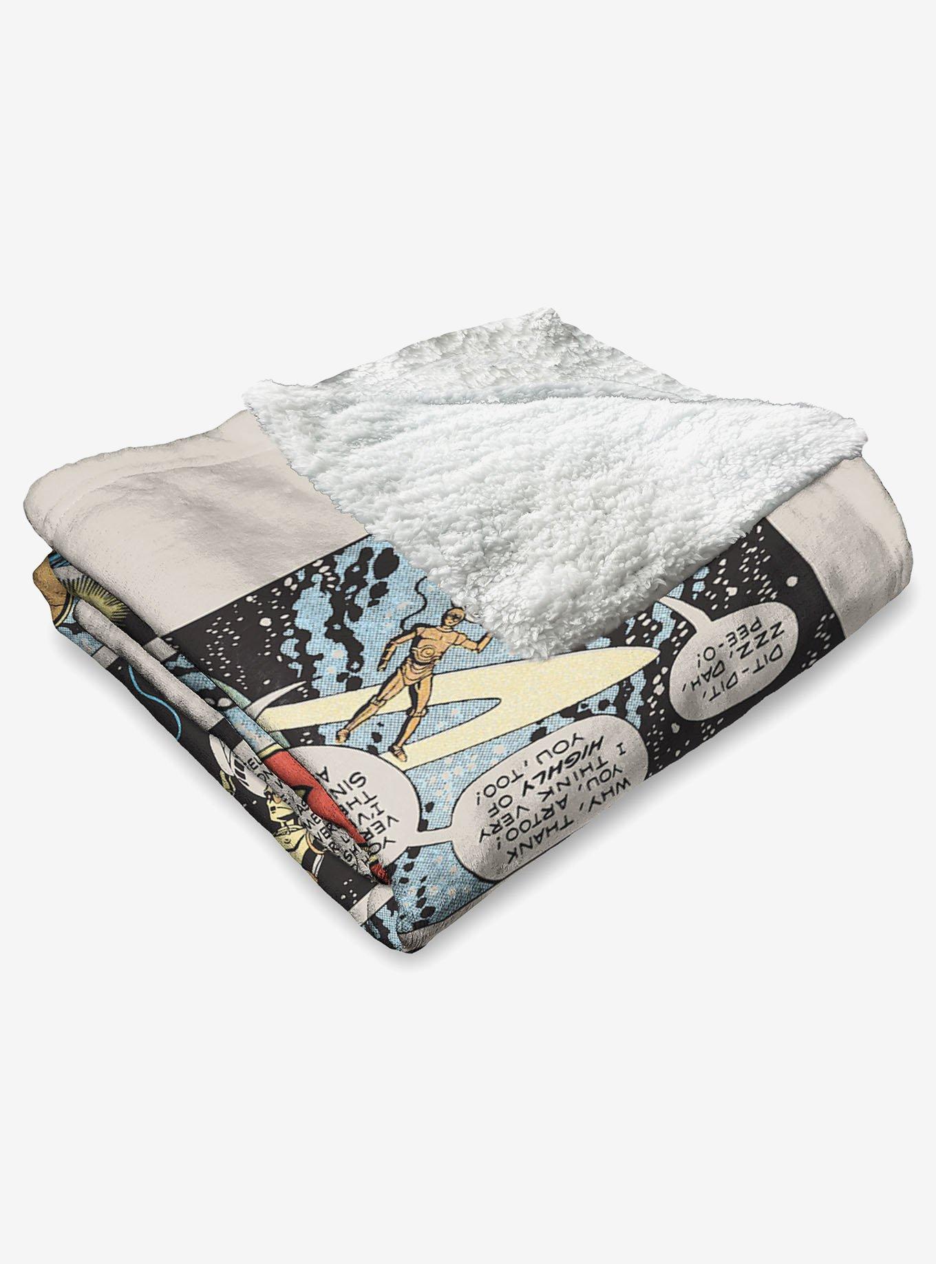 Star Wars Classic Comic Books R2-D2 & C-3PO Silk Touch Sherpa Throw Blanket, , alternate
