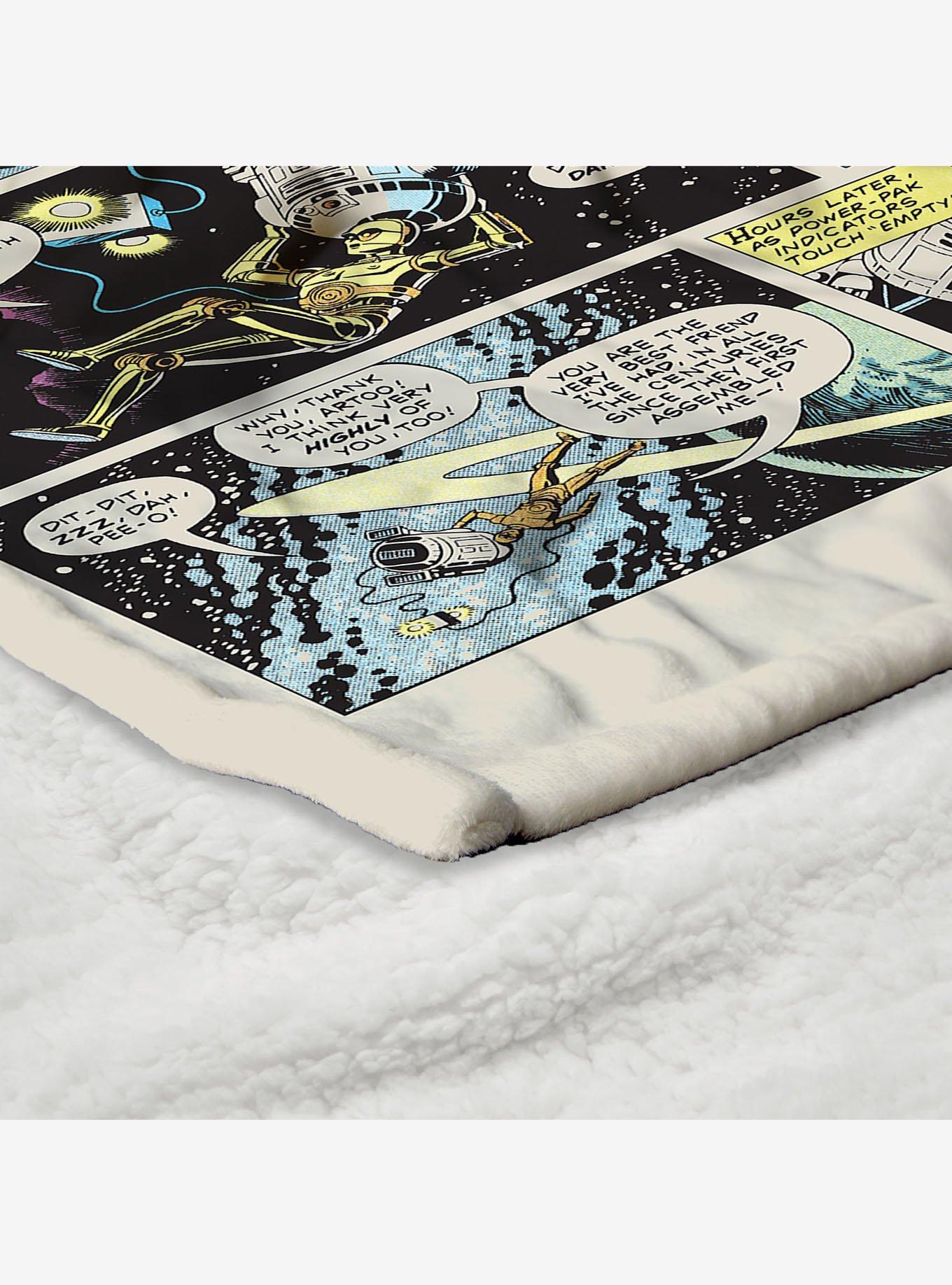 Star Wars Classic Comic Books R2-D2 & C-3PO Silk Touch Sherpa Throw Blanket, , alternate