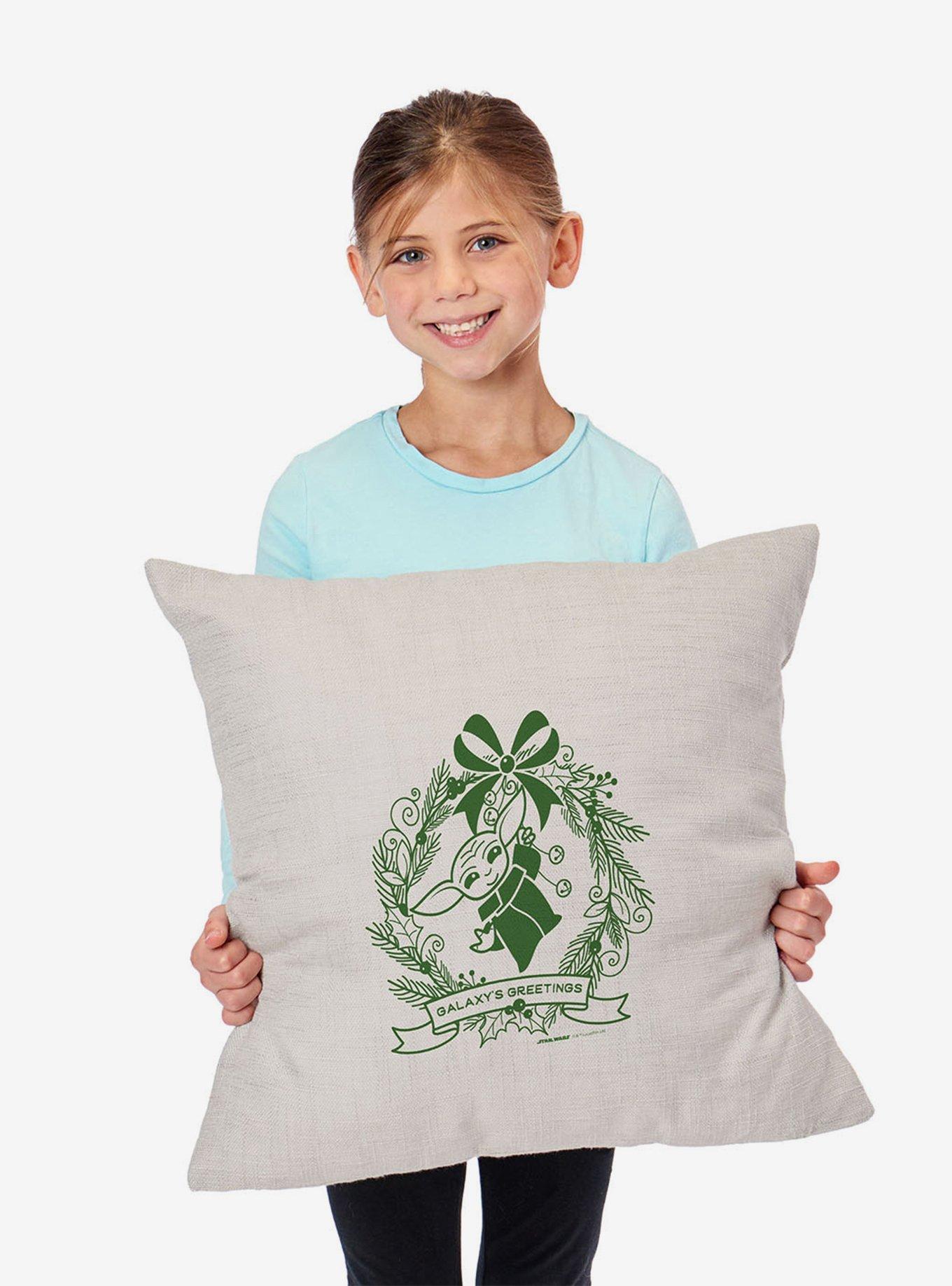 Star Wars The Mandalorian Grogu Wreath Throw Pillow, , alternate