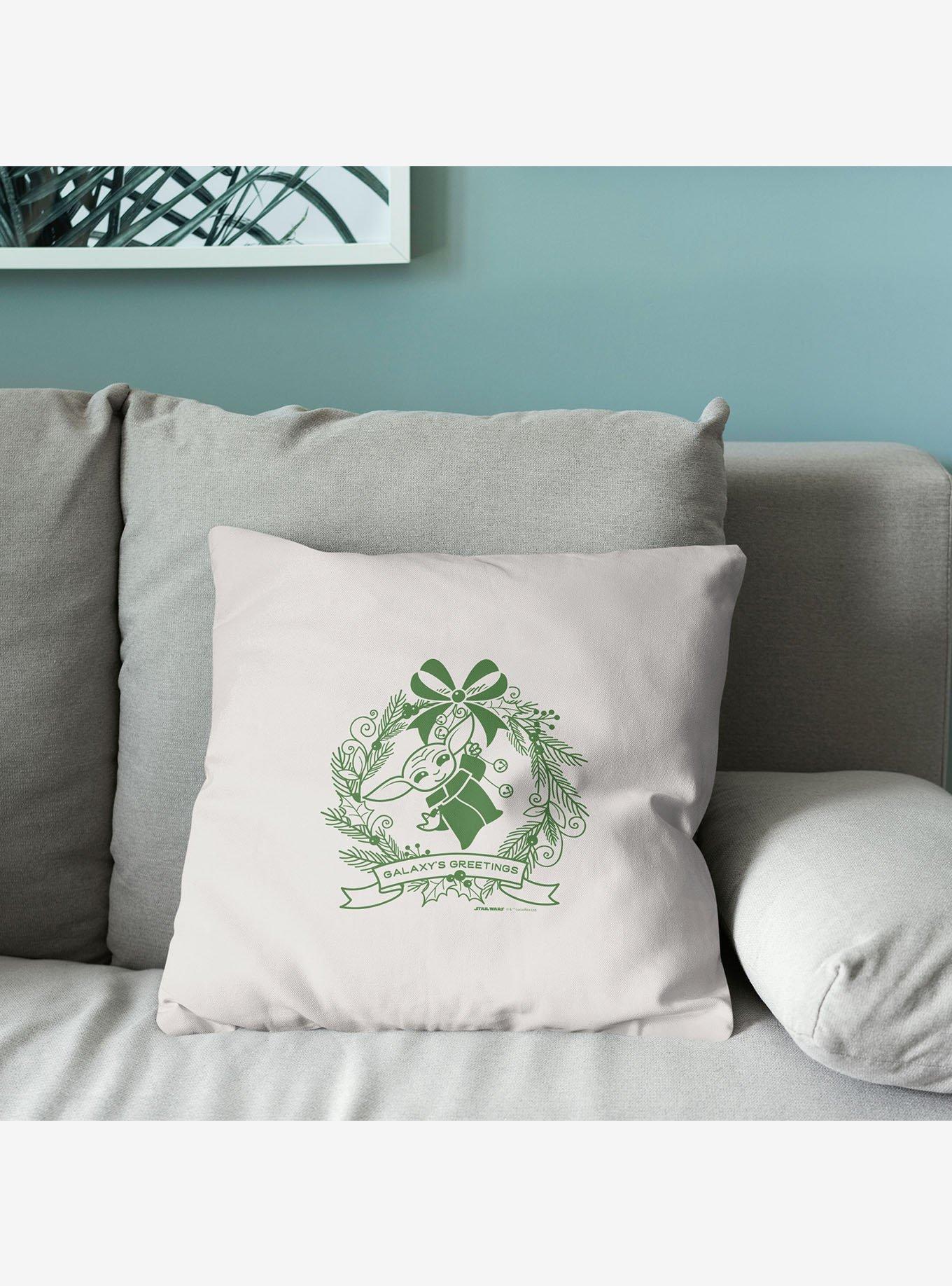 Star Wars The Mandalorian Grogu Wreath Throw Pillow, , alternate