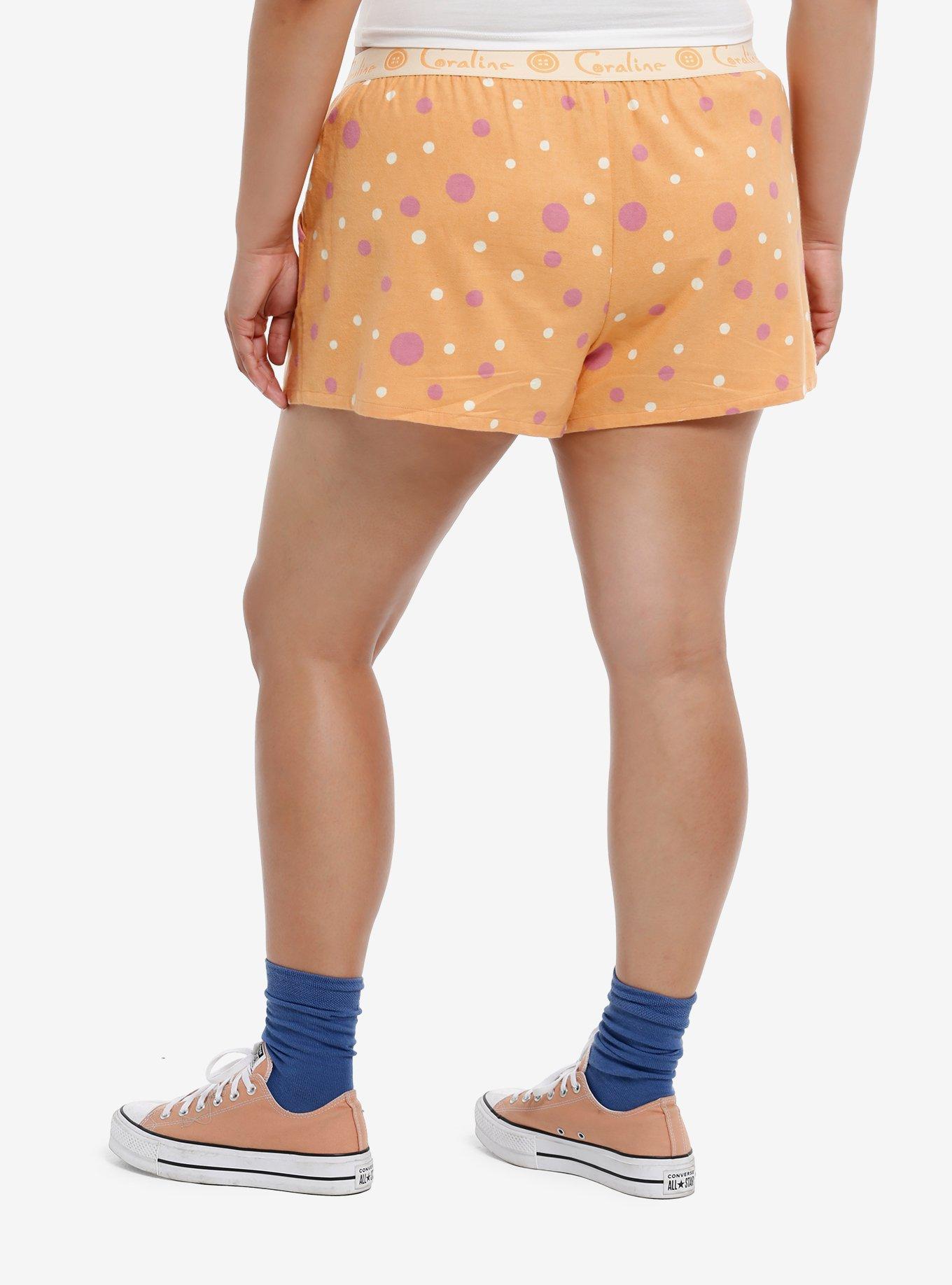Coraline Orange Polka Dot Boxer Shorts Plus Size, , hi-res