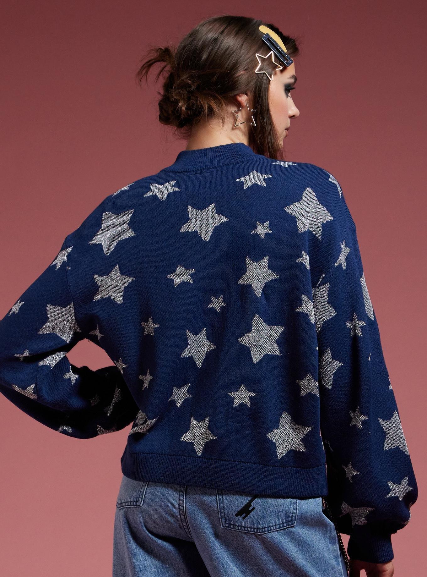 Coraline Star Glitter Knit Sweater, MIDNIGHT BLUE, alternate - view 3