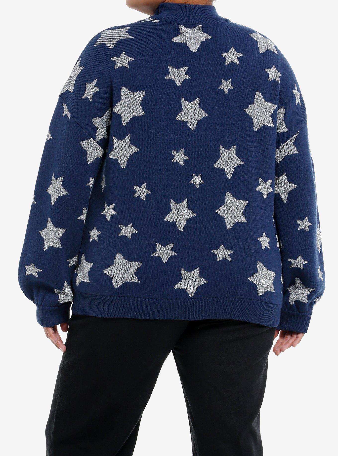 Coraline Star Glitter Knit Sweater Plus Size, MIDNIGHT BLUE, alternate
