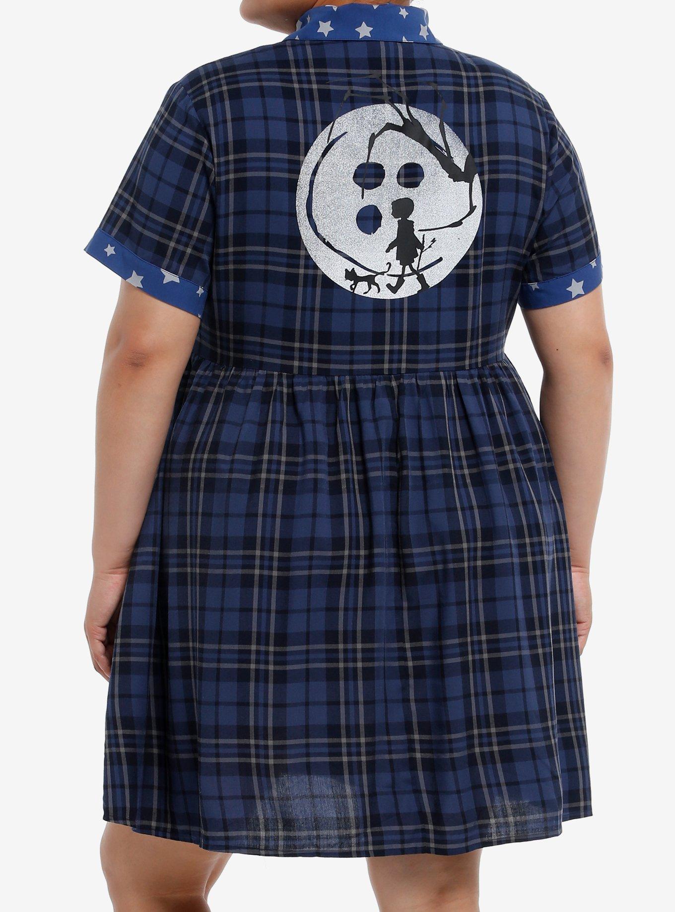 Coraline Plaid Star Babydoll Dress Plus Size, , hi-res