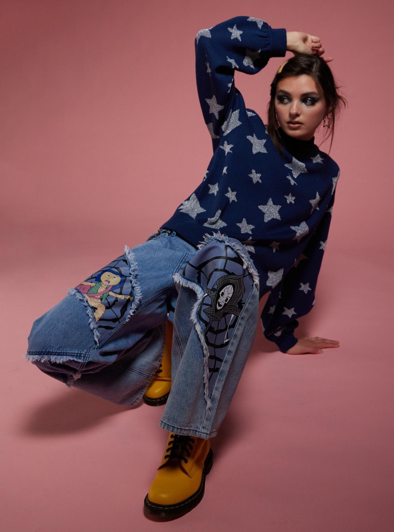 Coraline Panel Chain Wide Leg Jeans, , hi-res