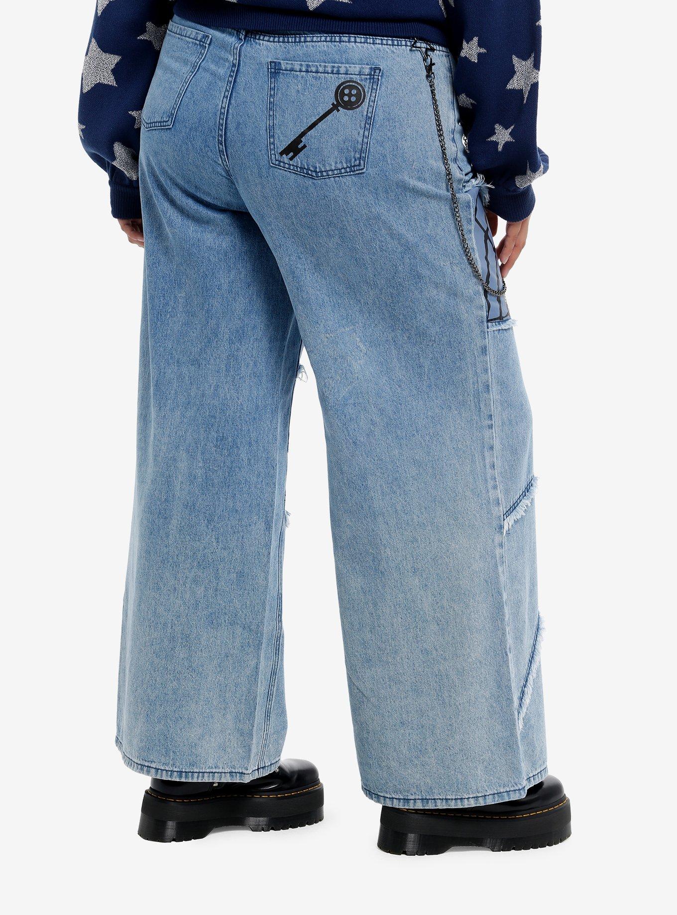Coraline Panel Chain Wide Leg Jeans Plus Size, , hi-res