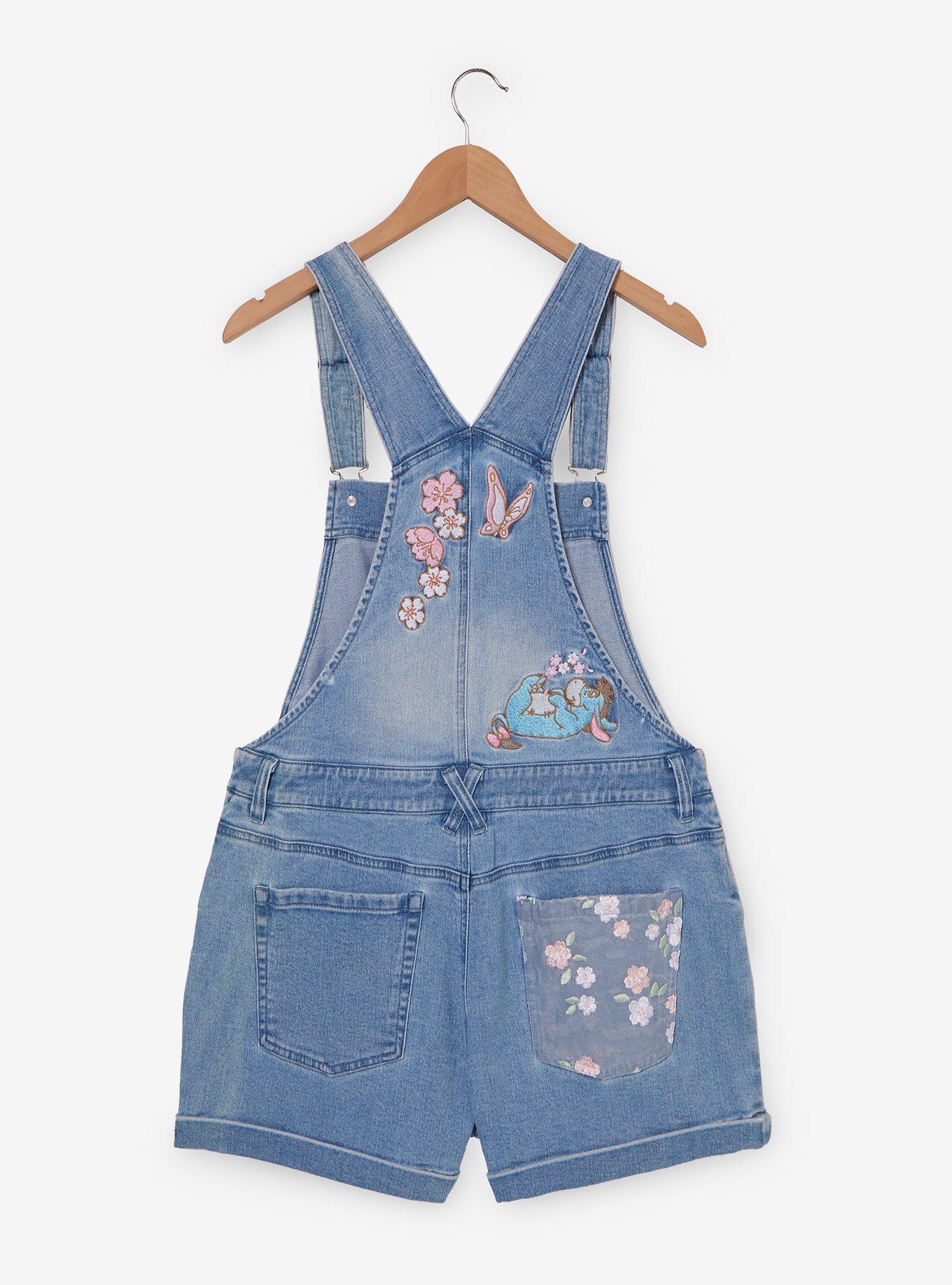 Disney Winnie The Pooh Floral Embroidered Short Overalls, , hi-res