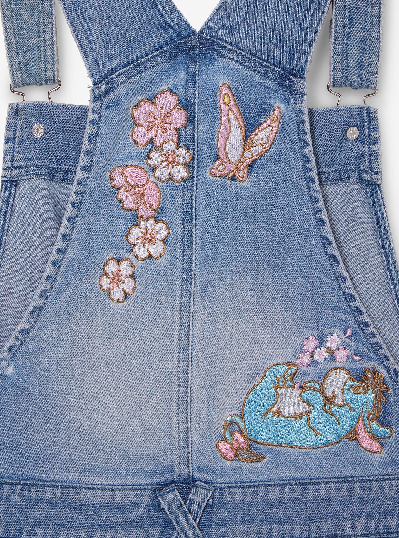 Disney Winnie The Pooh Floral Embroidered Short Overalls, MULTI, alternate