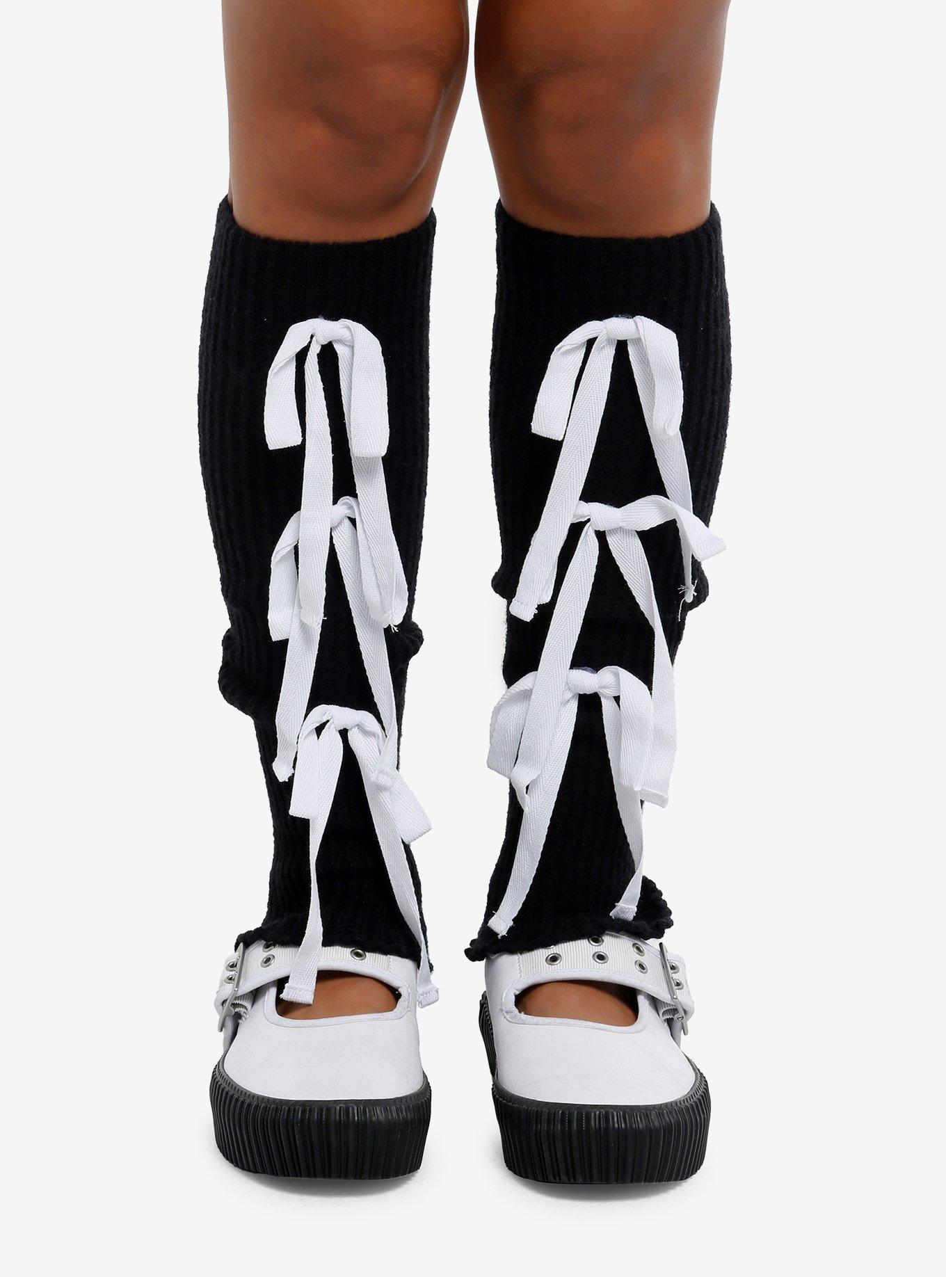 Black & White Bow Leg Warmers, , hi-res