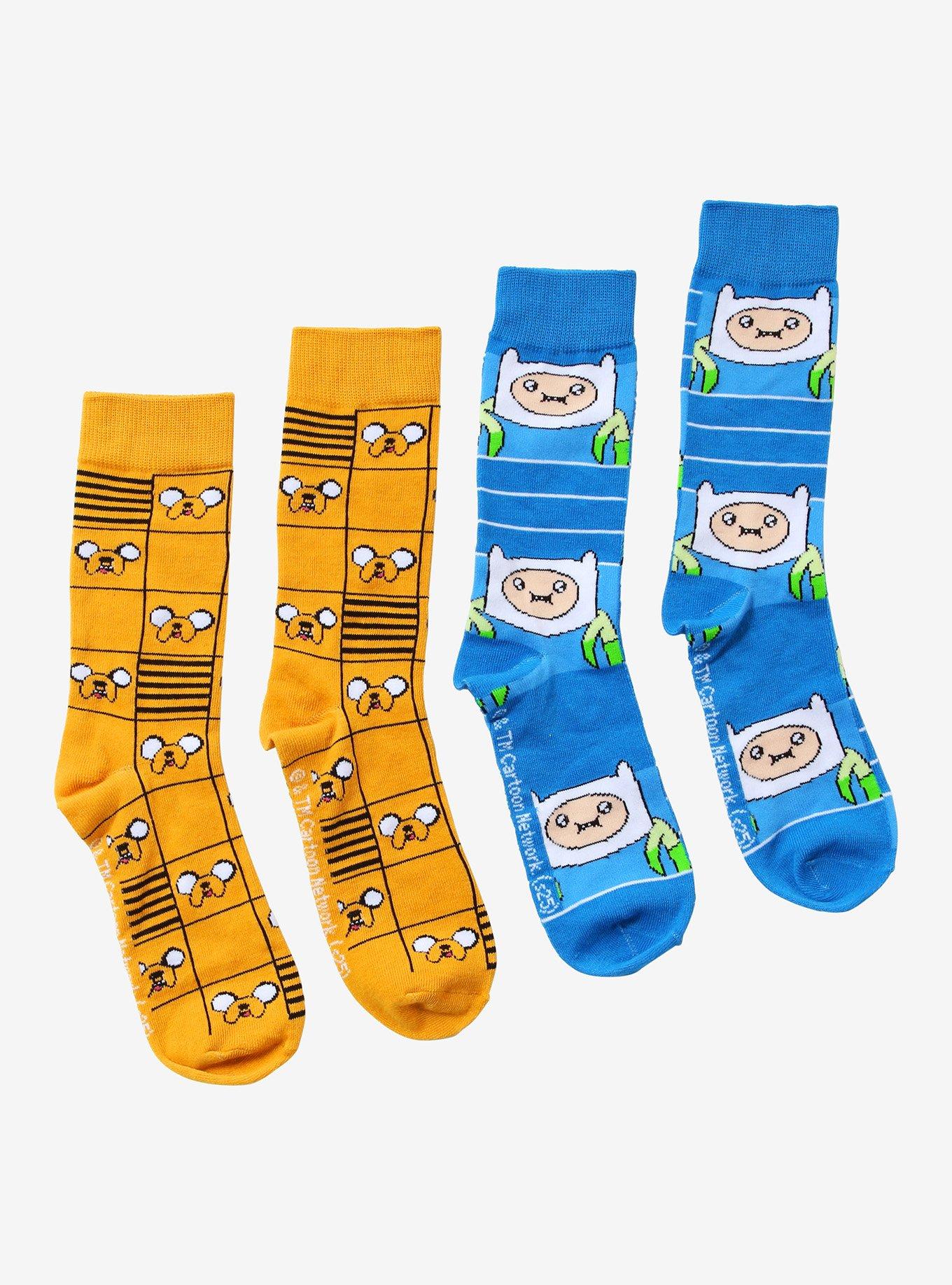 Adventure Time Finn & Jake Grid Crew Socks 2 Pair, , hi-res