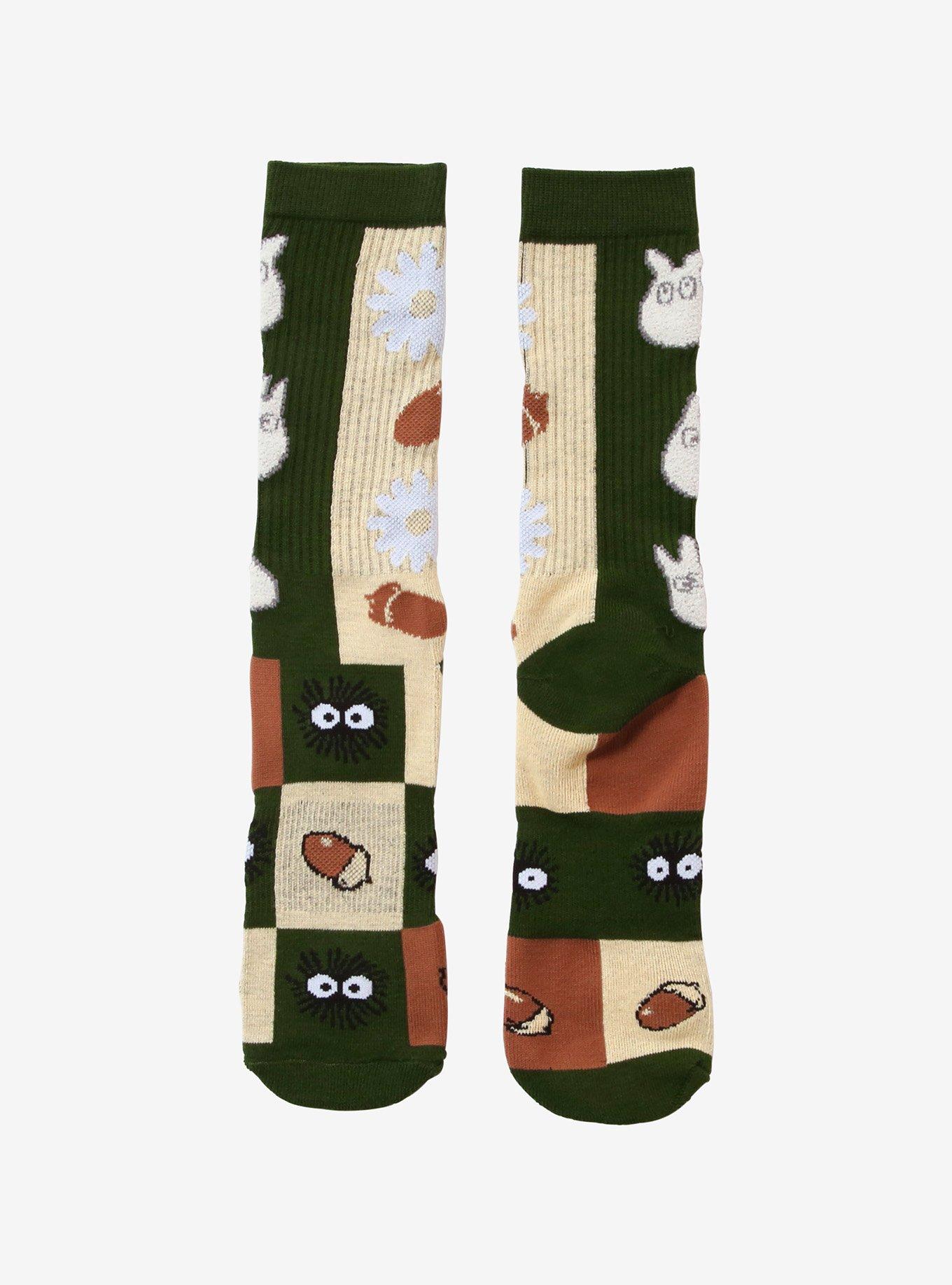 Studio Ghibli® My Neighbor Totoro Soot Sprite Flower Patchwork Crew Socks, , hi-res