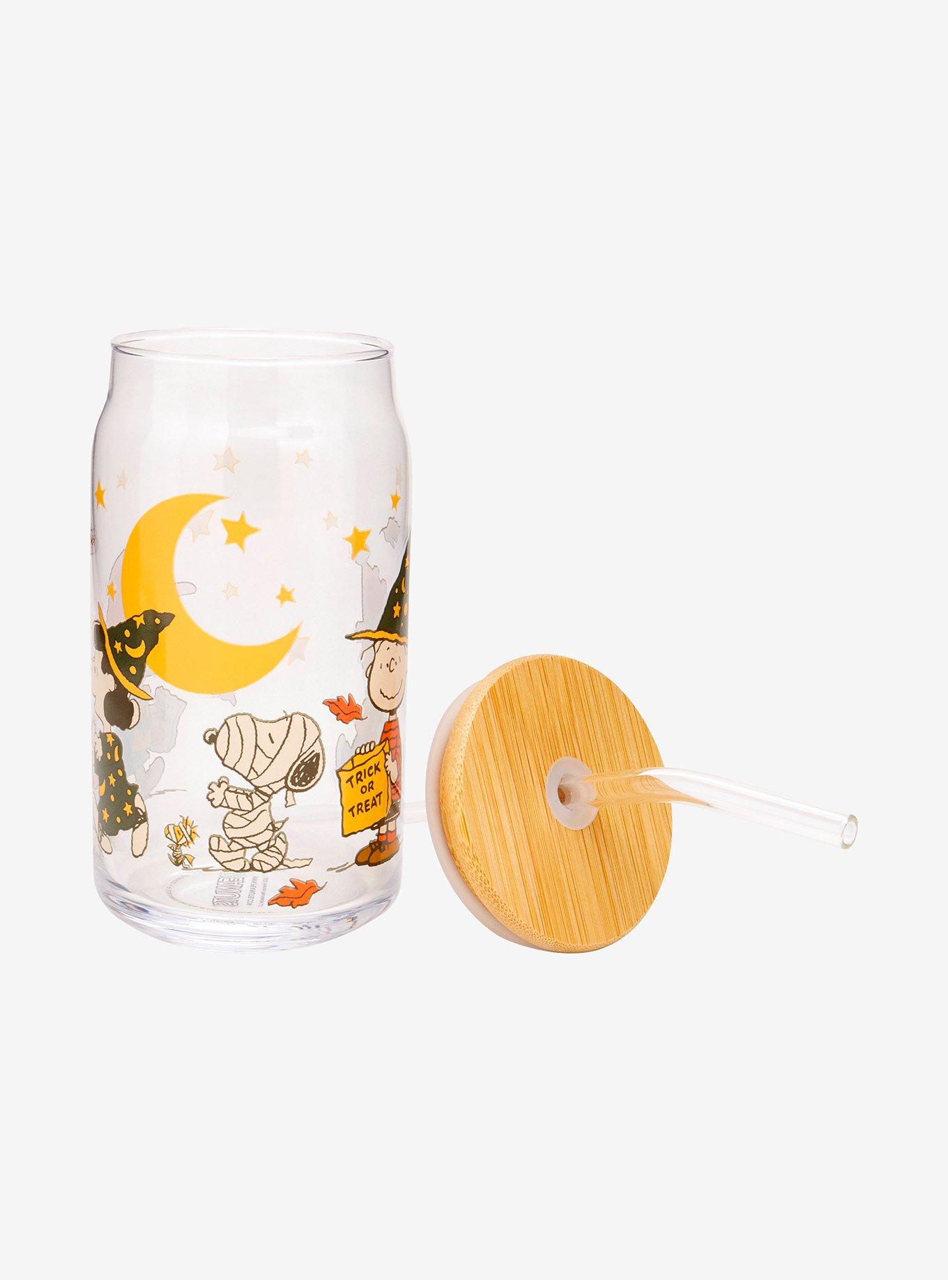 Peanuts Characters Halloween Costumes Glass Cup with Straw, , alternate