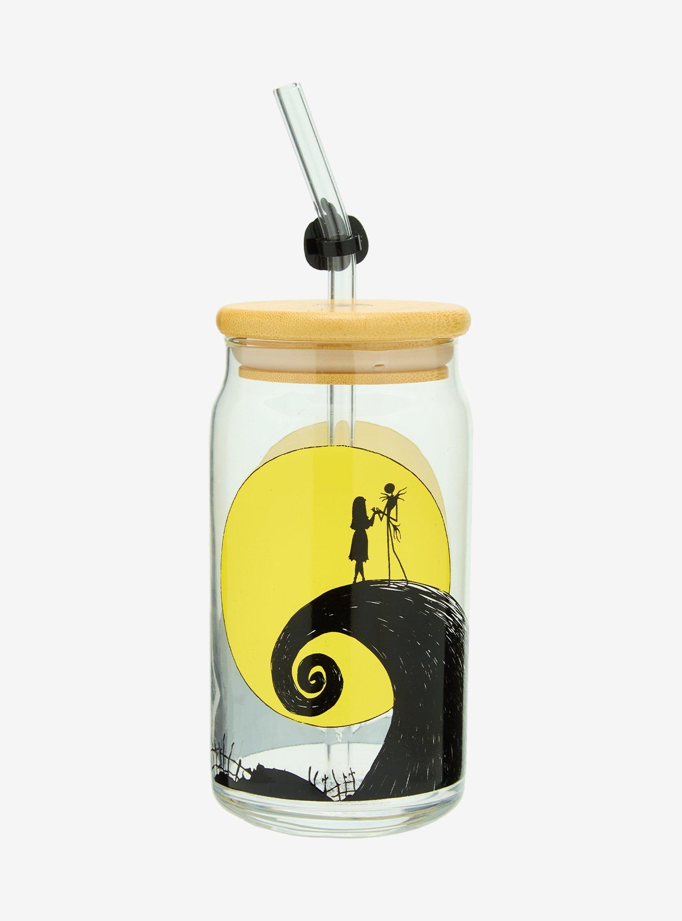 Disney The Nightmare Before Christmas Spiral Hill Silhouette Glass Cup with Straw, , hi-res