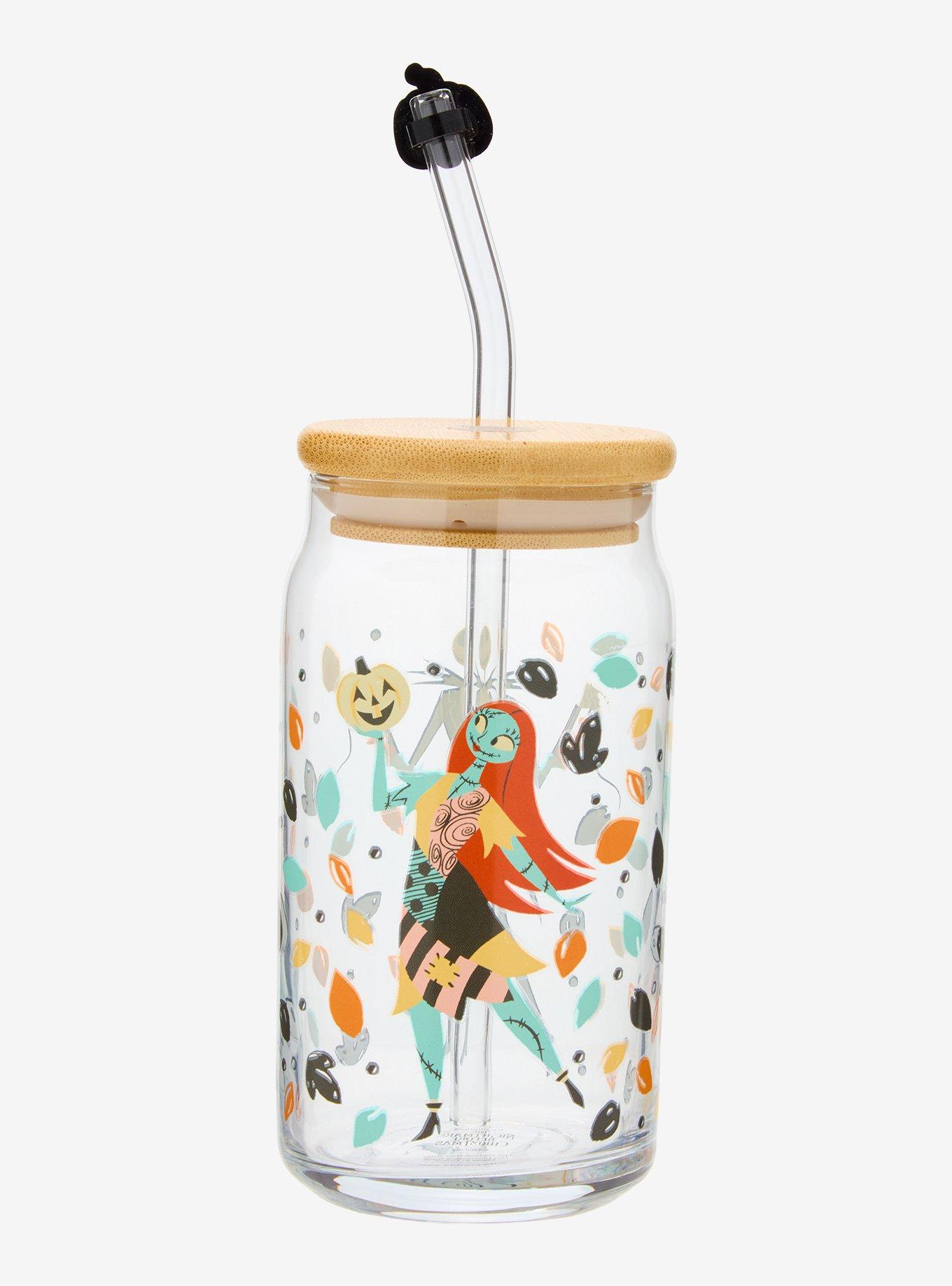 Disney The Nightmare Before Christmas Jack & Sally Halloween Decorations Glass Cup with Straw Charm, , alternate