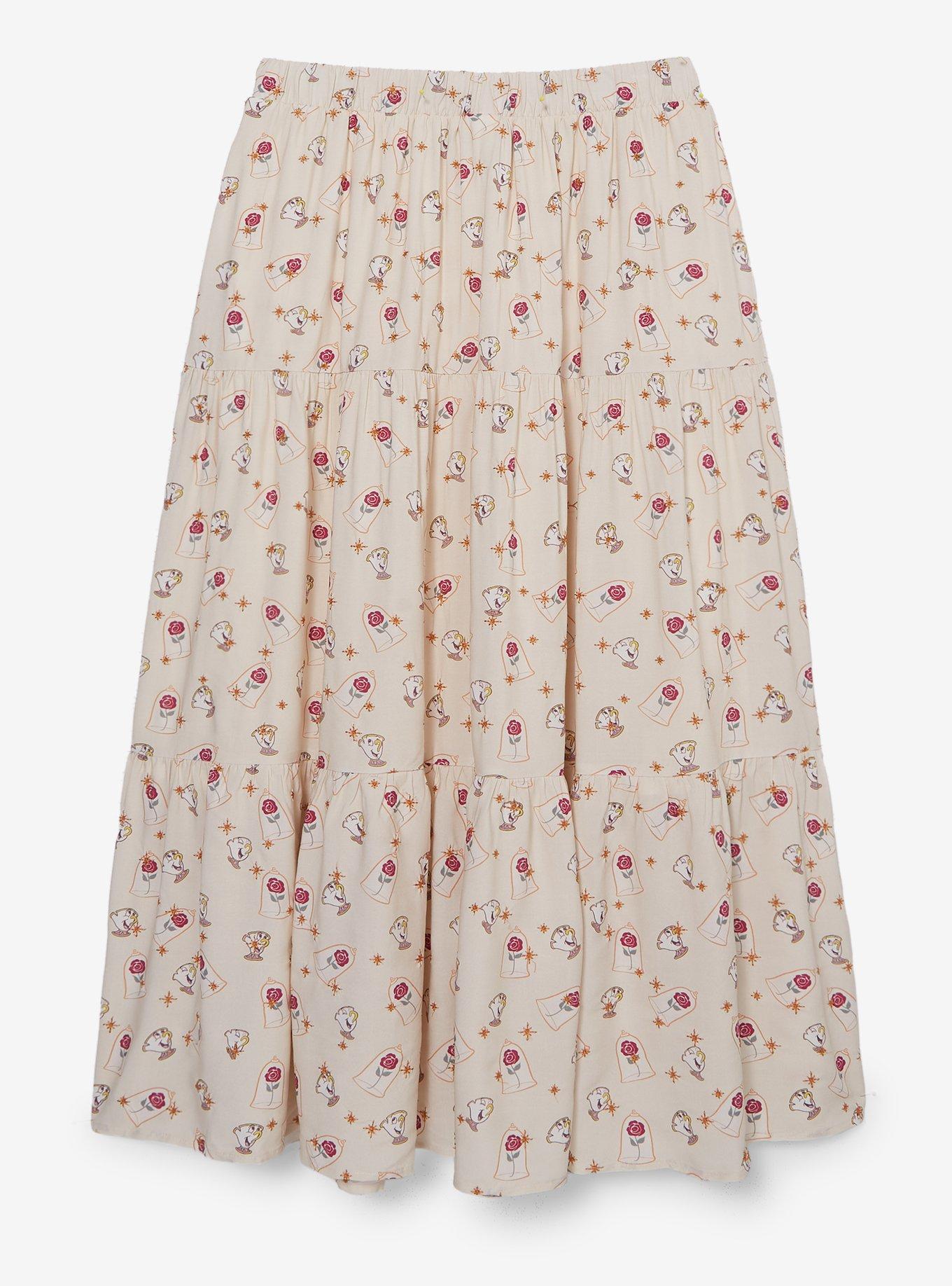 Disney Beauty And The Beast Chip & Roses Allover Print Maxi Skirt, MULTI, alternate