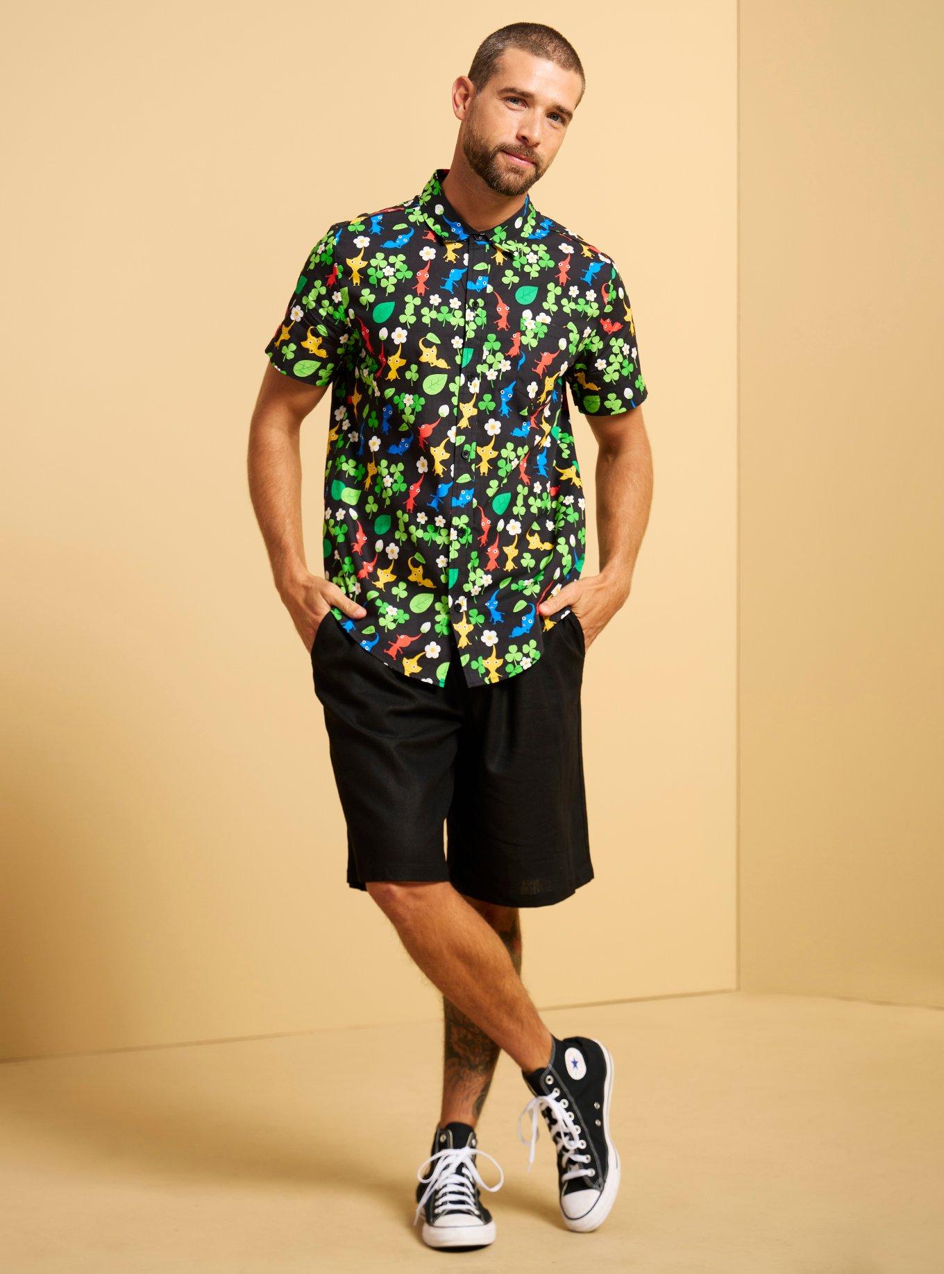 Pikmin Clovers Allover Print Woven Button-Up