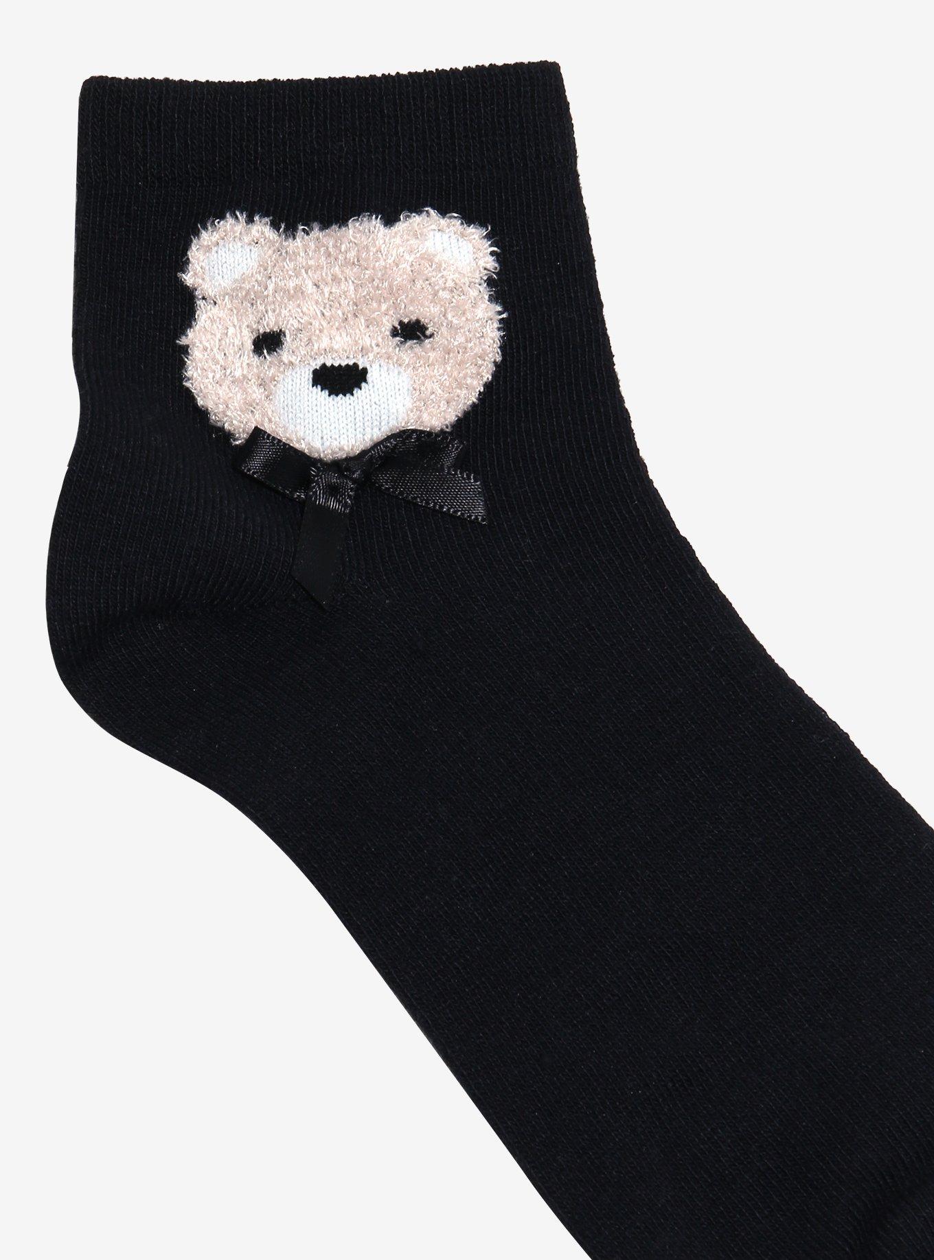 Teddy Bear Bow Ankle Socks, , alternate