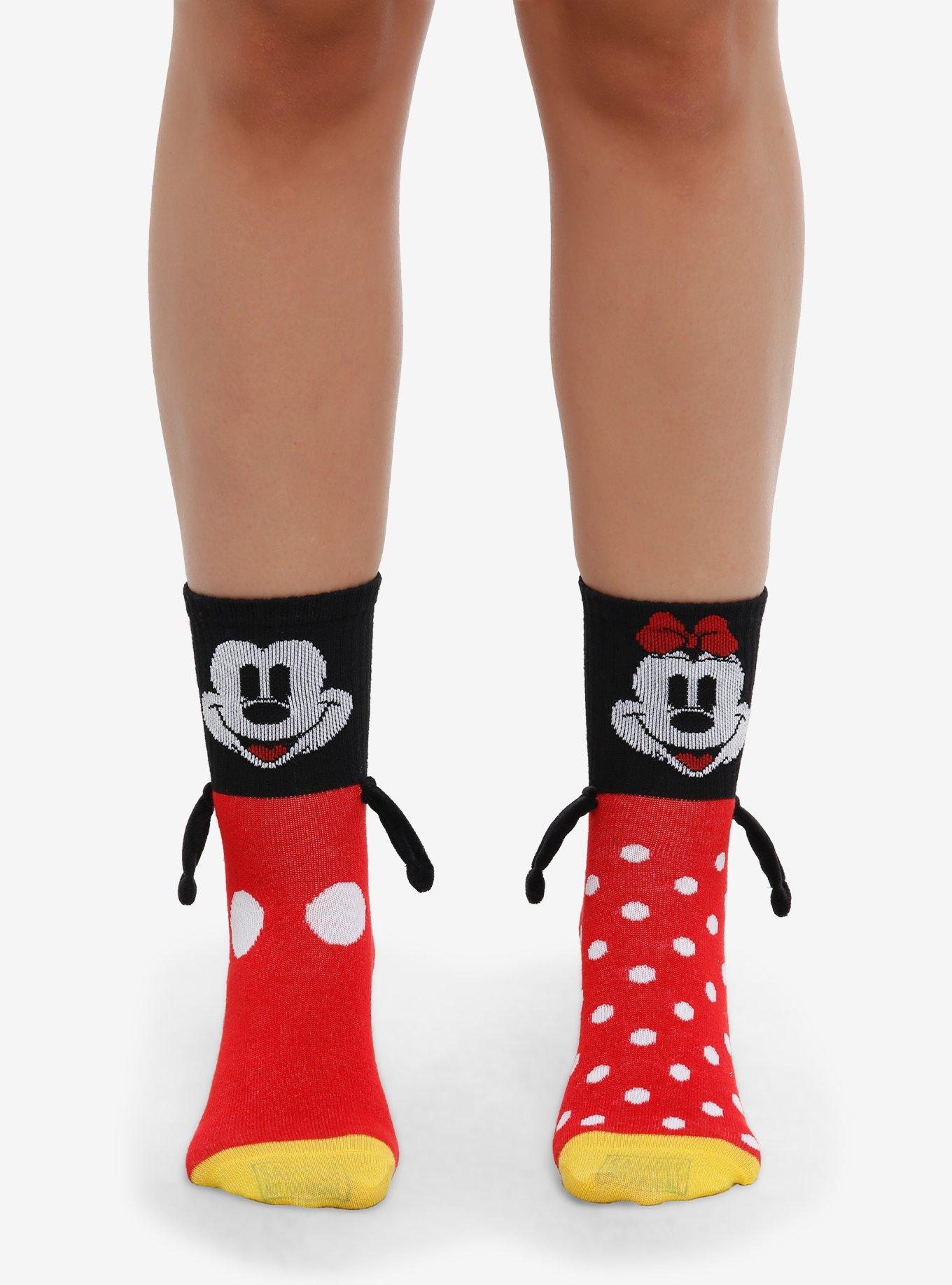 Disney Mickey Mouse & Minnie Mouse Magnetic Arms Mismatch Crew Socks, , hi-res