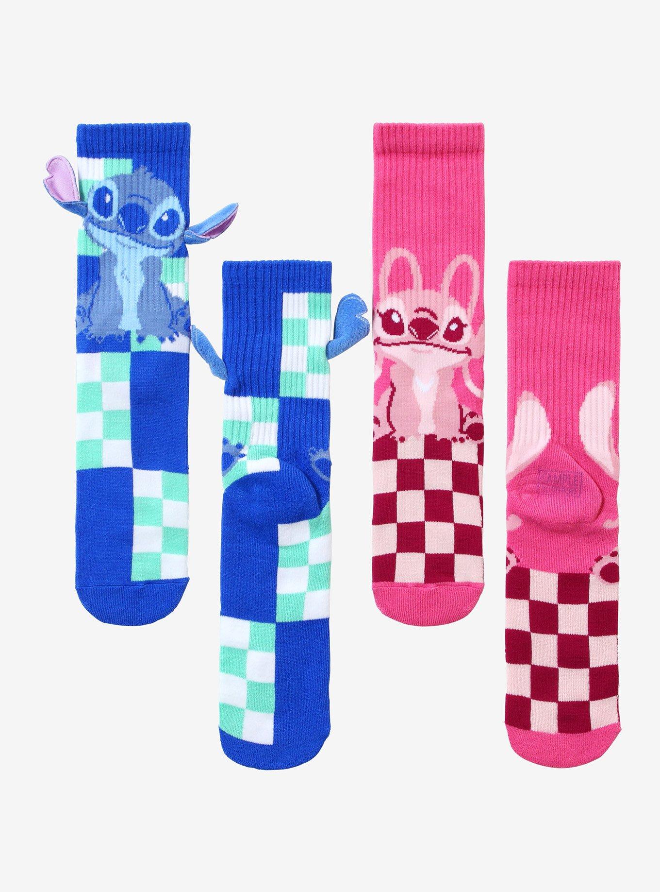 Disney Stitch & Angel Checkered Crew Socks 2 Pair, , hi-res