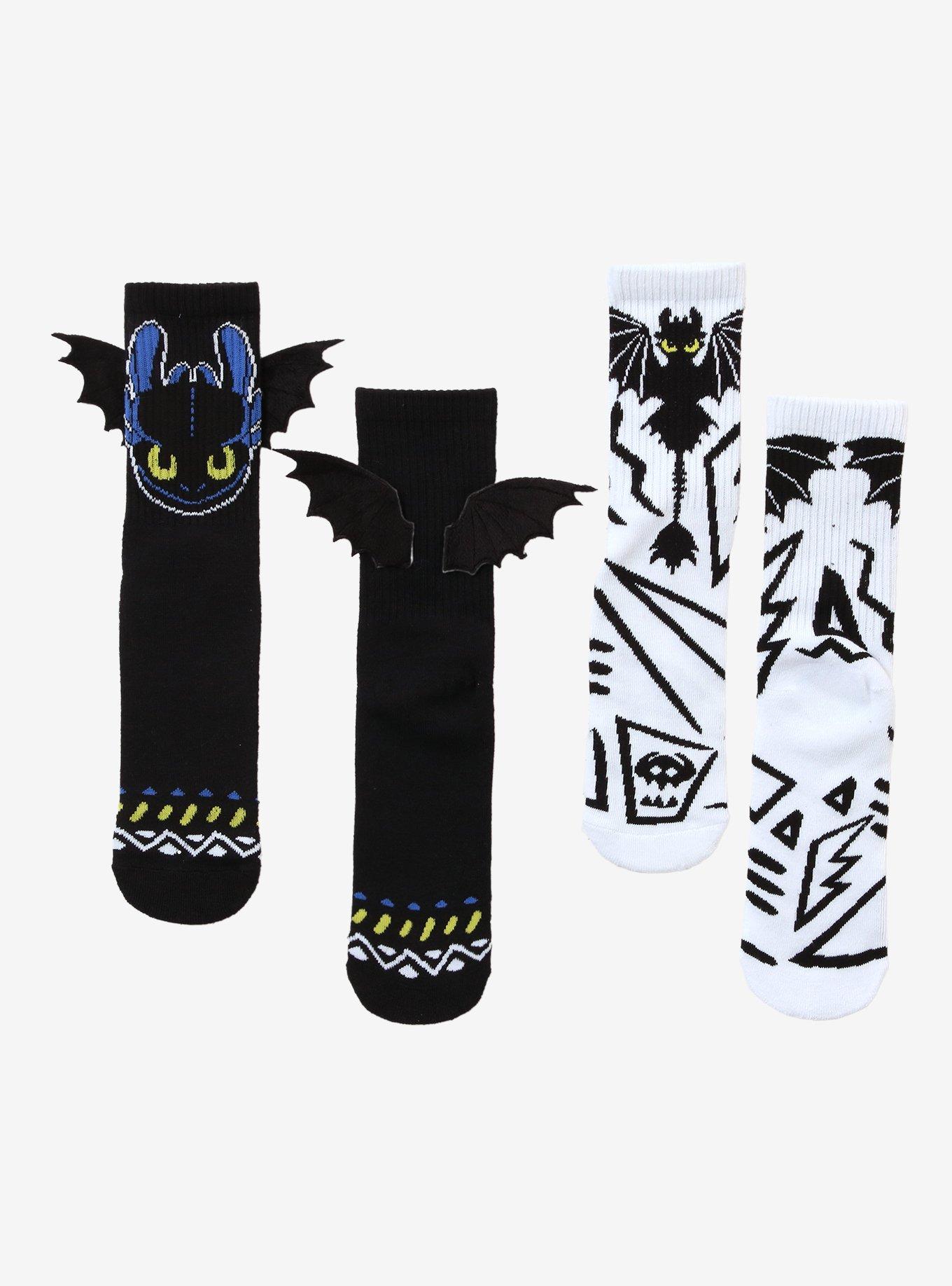 How To Train Your Dragon Toothless Wings Crew Socks 2 Pair, , alternate