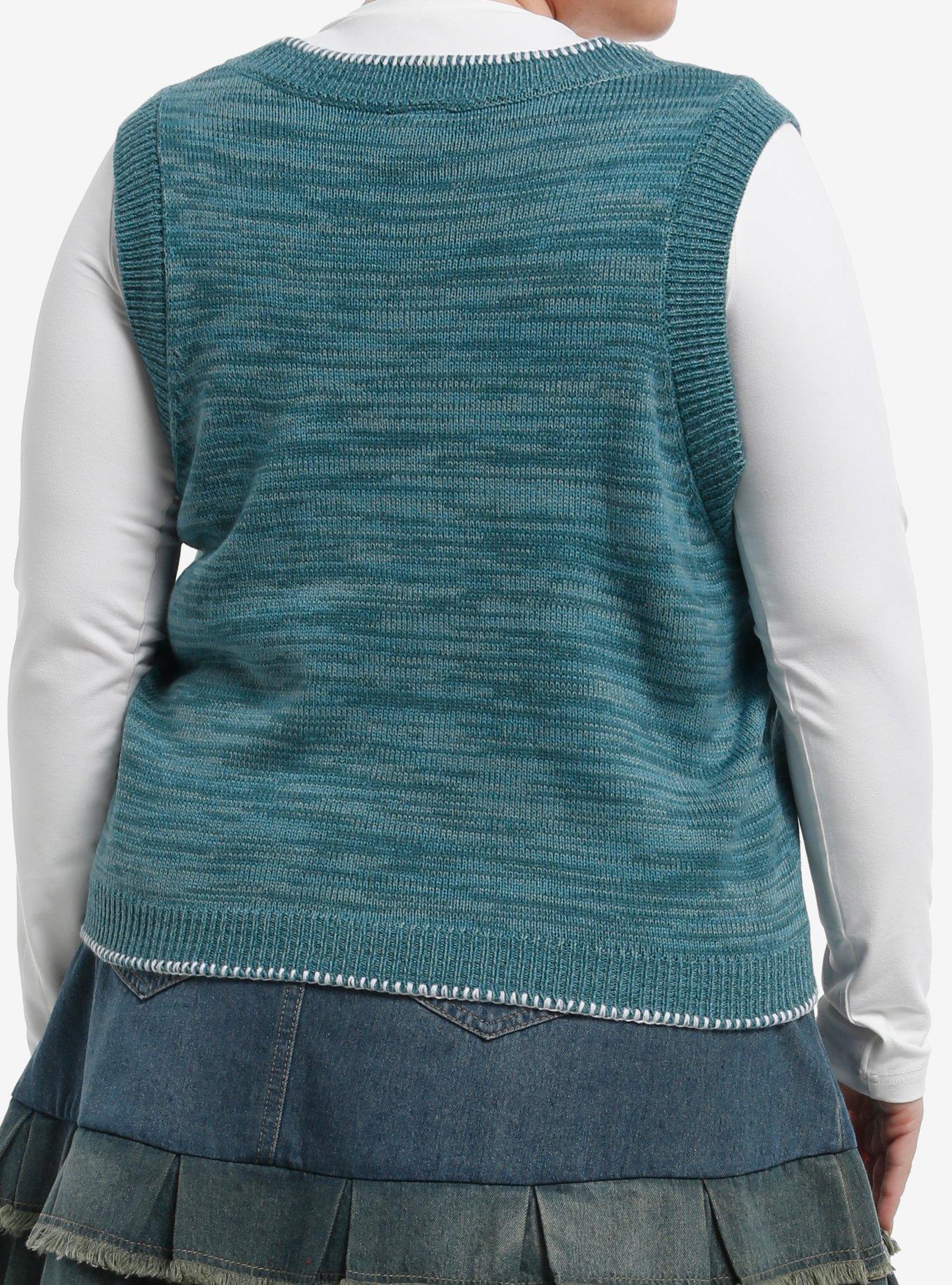Coraline Icons Knit Girls Sweater Vest Plus Size, MULTI, alternate