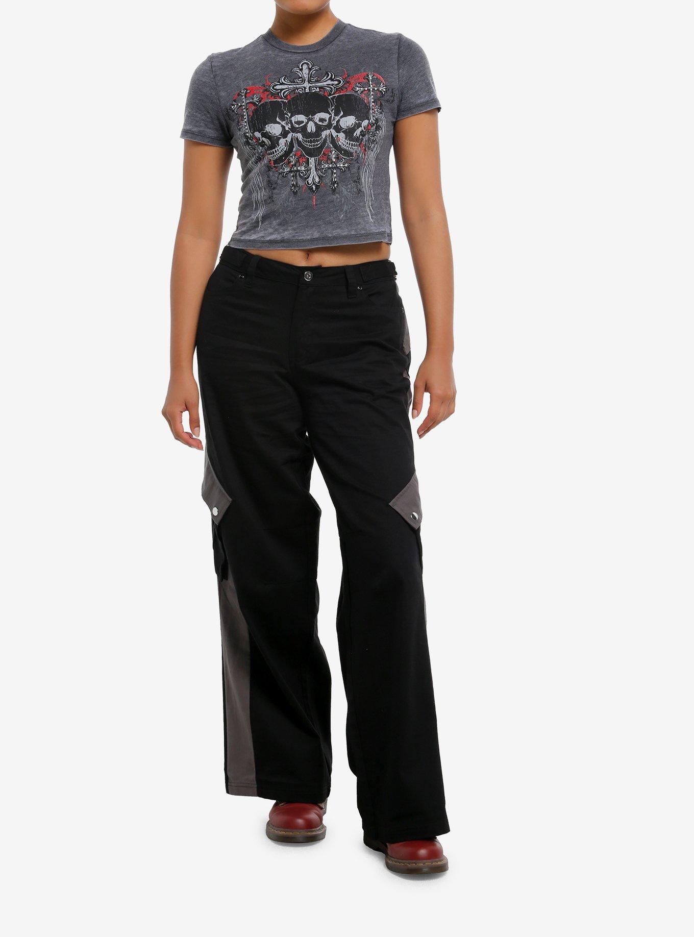 Skulls & Rhinestones Girls Baby T-Shirt, BLACK, alternate