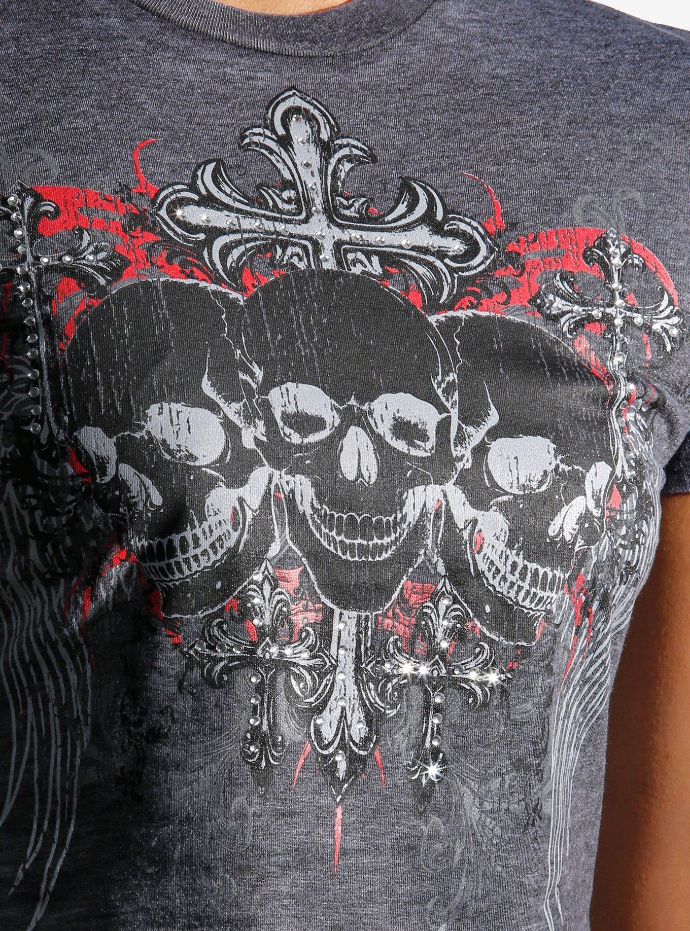 Skulls & Rhinestones Girls Baby T-Shirt, BLACK, alternate