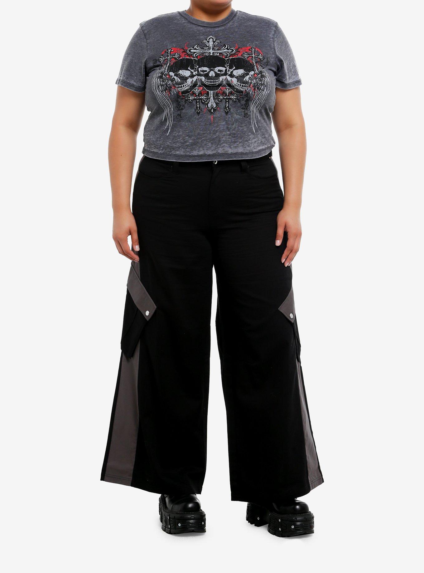 Skulls & Rhinestones Grey Girls Baby T-Shirt Plus Size, , hi-res