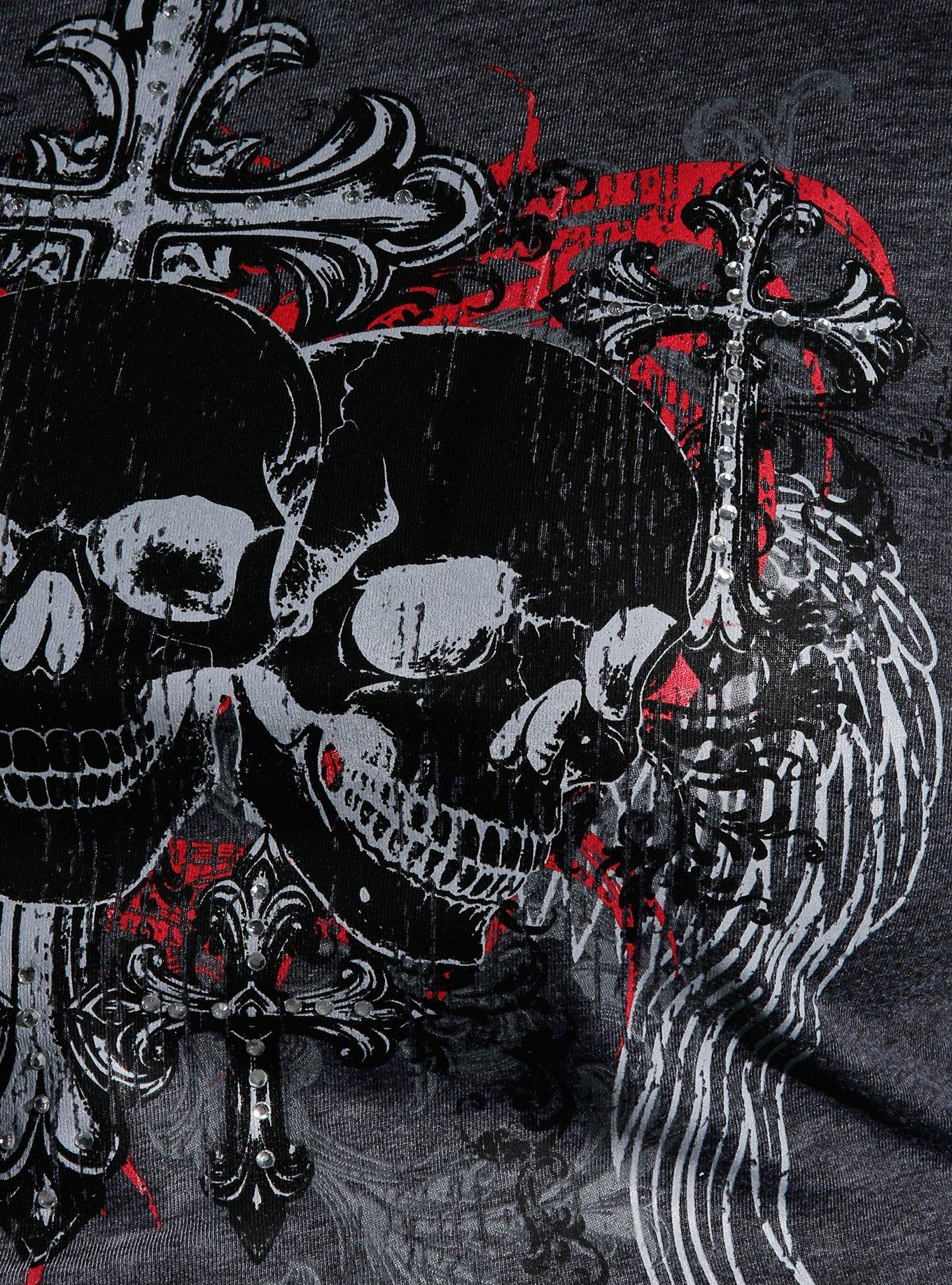 Skulls & Rhinestones Grey Girls Baby T-Shirt Plus Size, BLACK, alternate