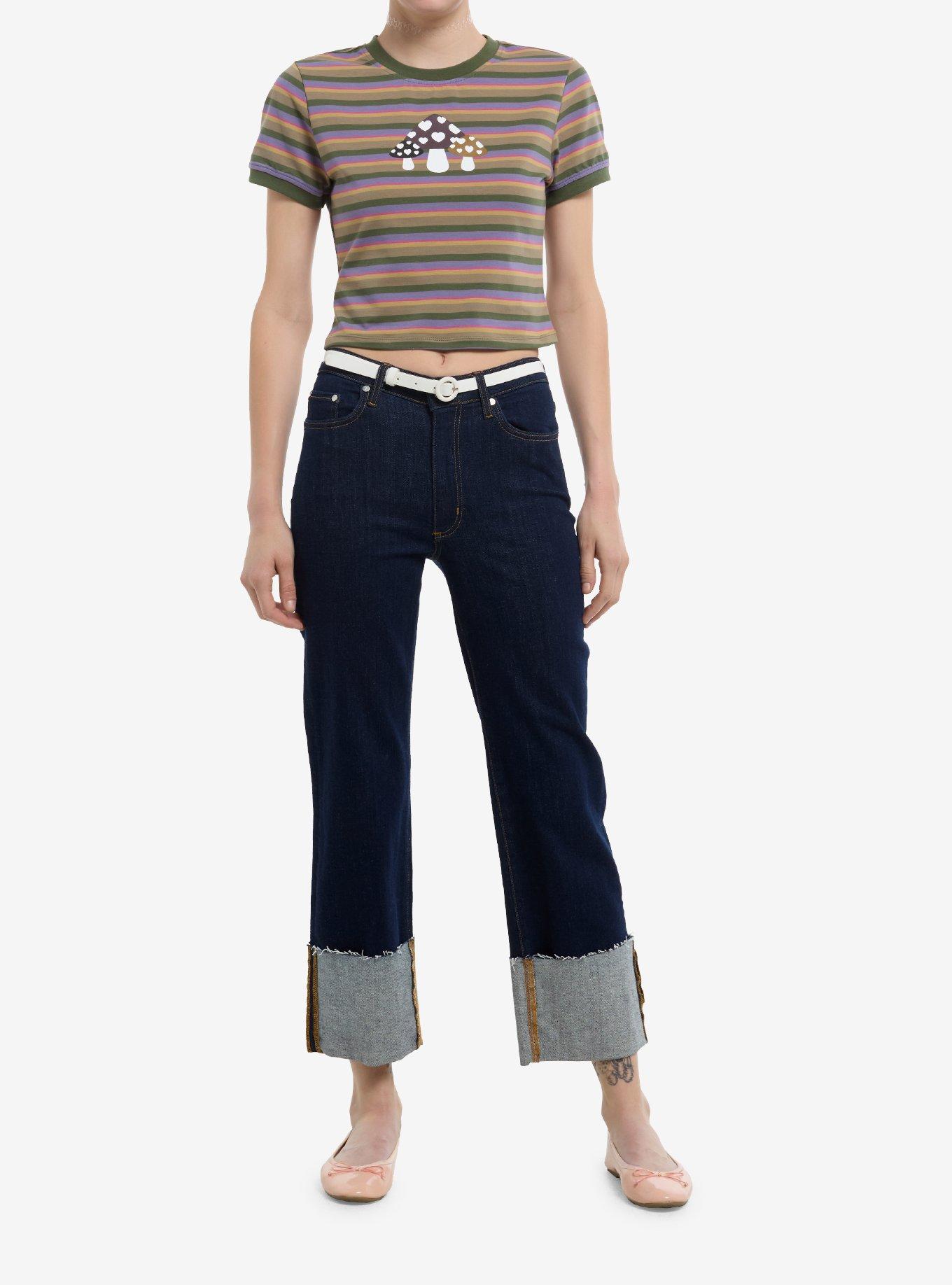 Thorn & Fable Heart Mushroom Stripe Girls Ringer Baby T-Shirt, , hi-res