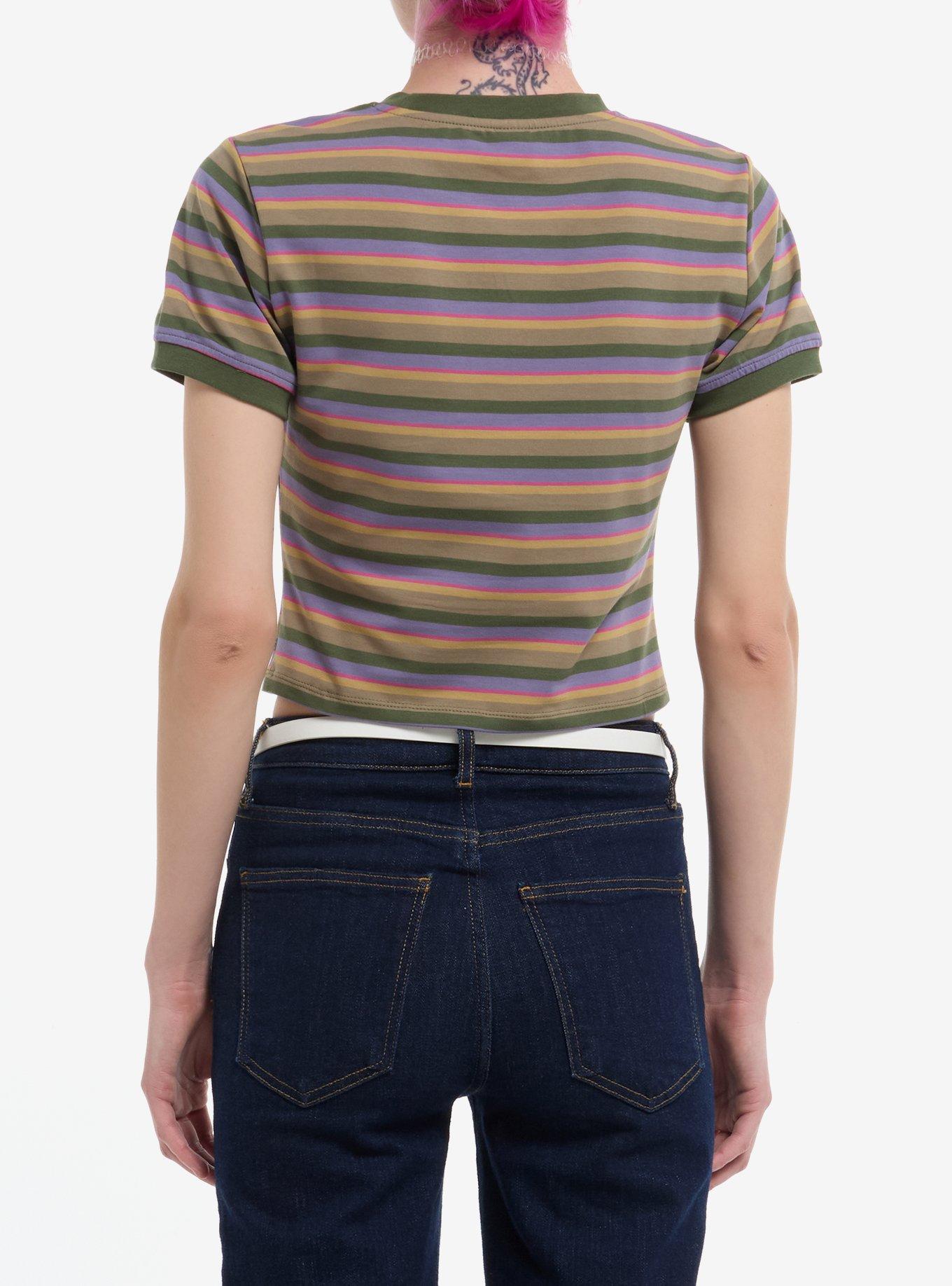 Thorn & Fable Heart Mushroom Stripe Girls Ringer Baby T-Shirt, MULTI, alternate