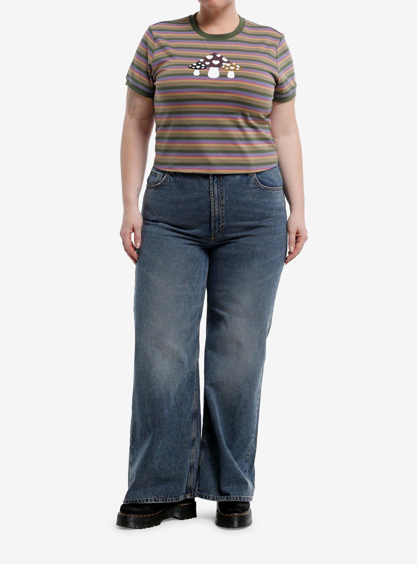 Thorn & Fable Heart Mushroom Stripe Girls Ringer Baby T-Shirt Plus Size, , hi-res