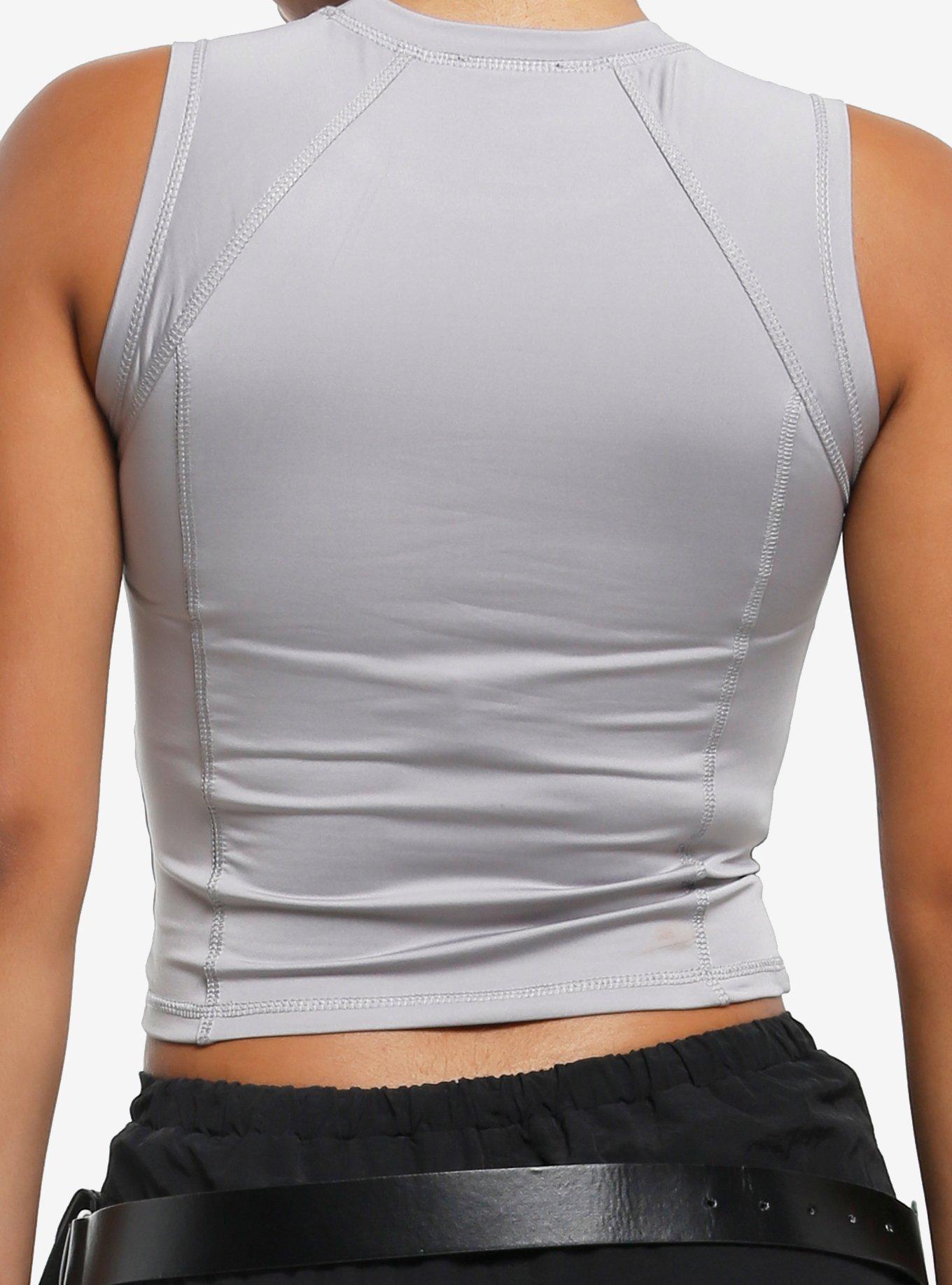 Chrome Star Emblem Girls Raglan Tank Top, SILVER, alternate
