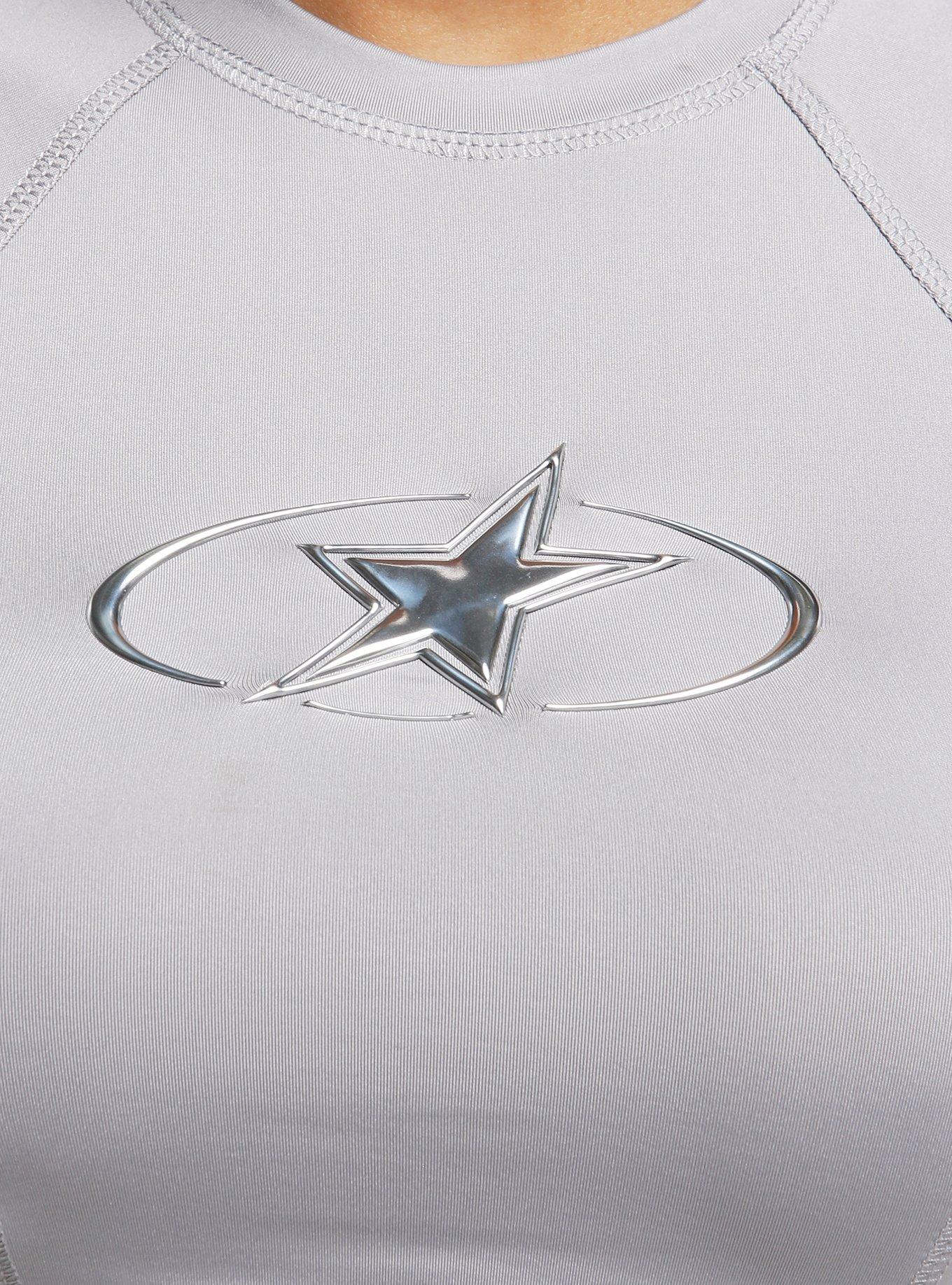 Chrome Star Emblem Girls Raglan Tank Top, SILVER, alternate