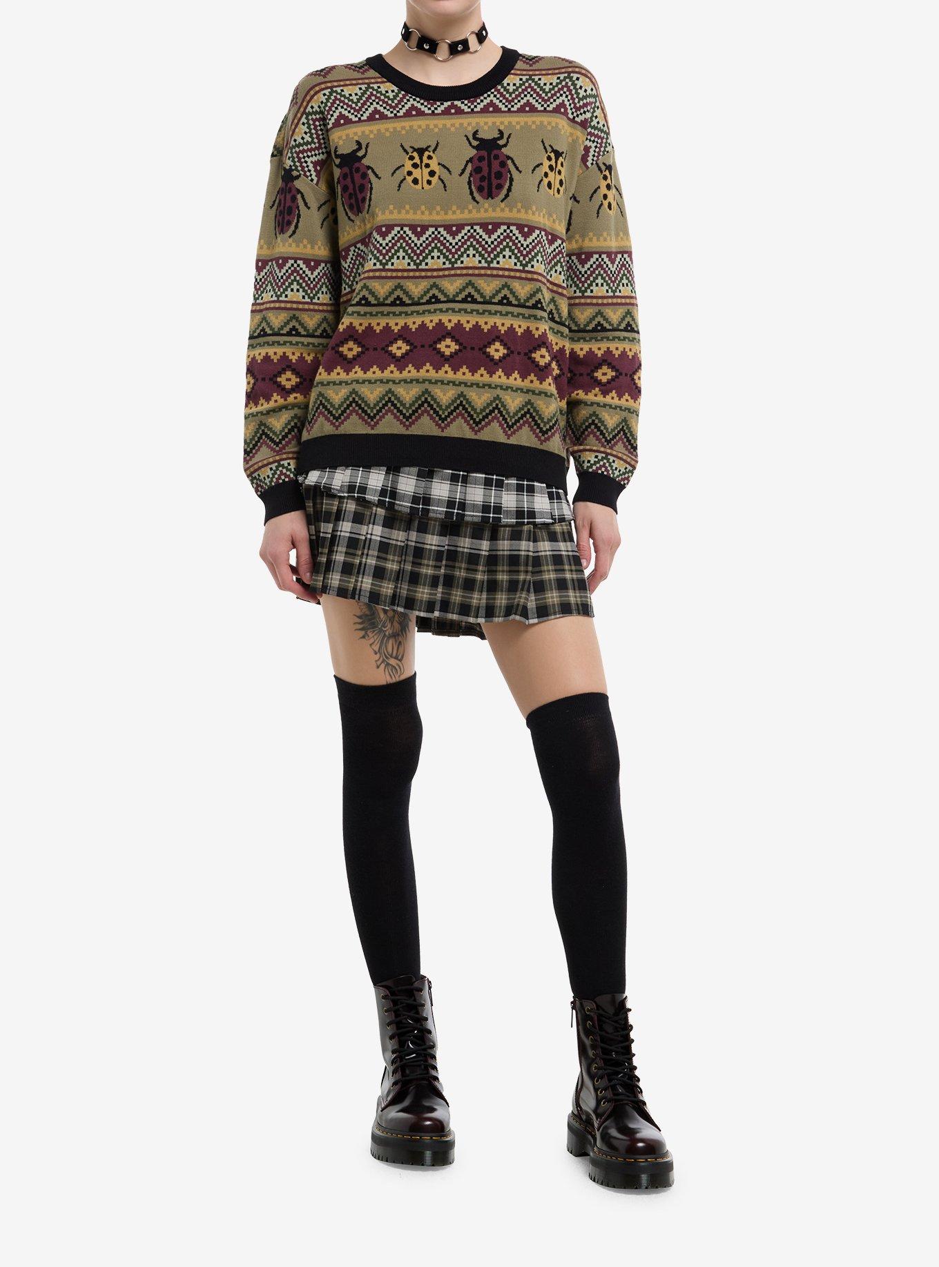 Thorn & Fable Bugs Grandpa Knit Girls Sweater, BROWN, alternate