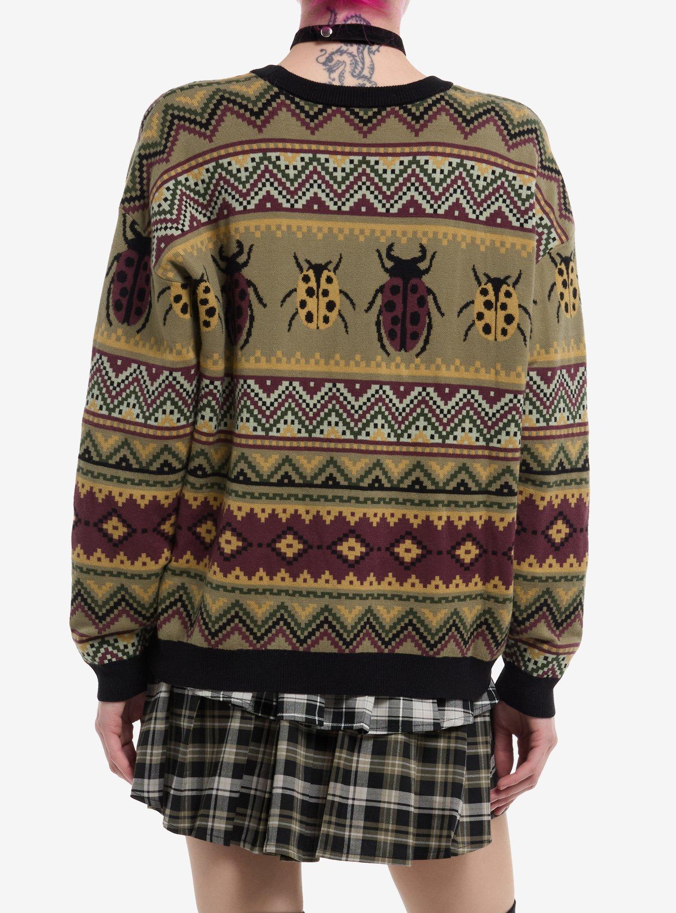 Thorn & Fable Bugs Grandpa Knit Girls Sweater, BROWN, alternate