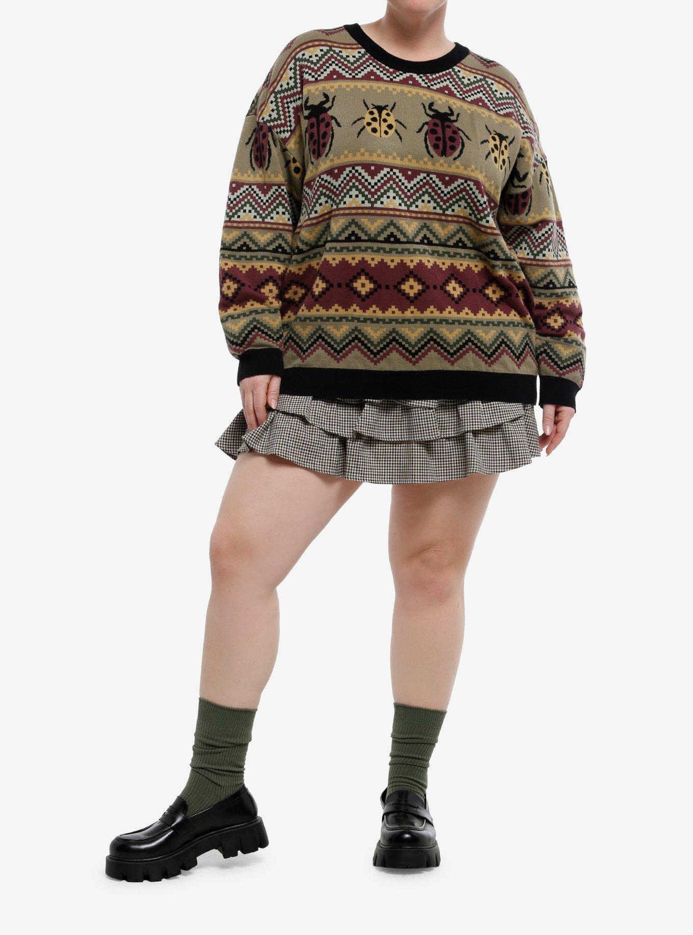 Thorn & Fable Bugs Grandpa Knit Girls Sweater Plus Size, BROWN, alternate