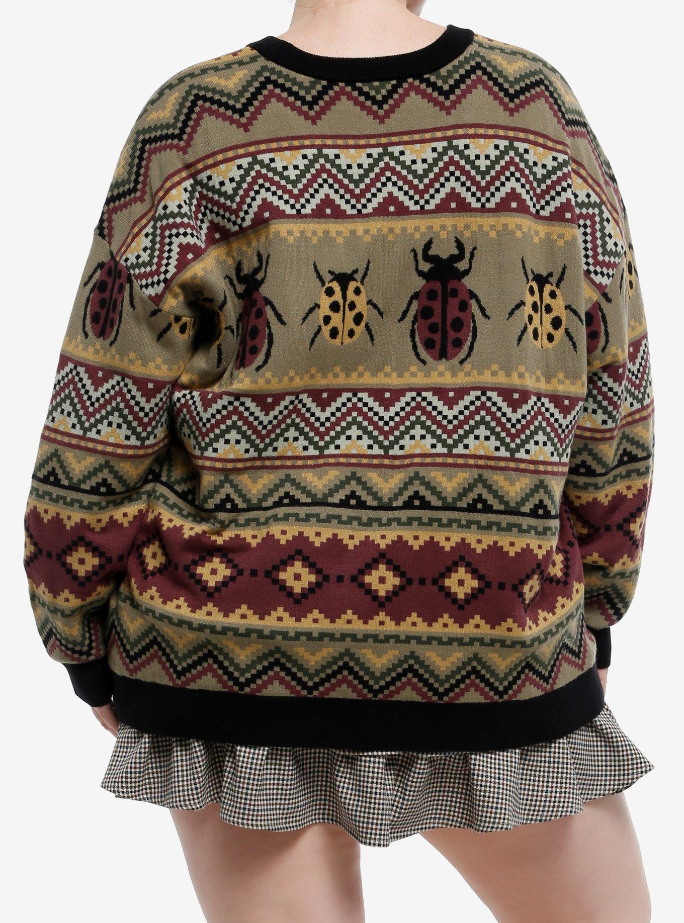 Thorn & Fable Bugs Grandpa Knit Girls Sweater Plus Size, BROWN, alternate
