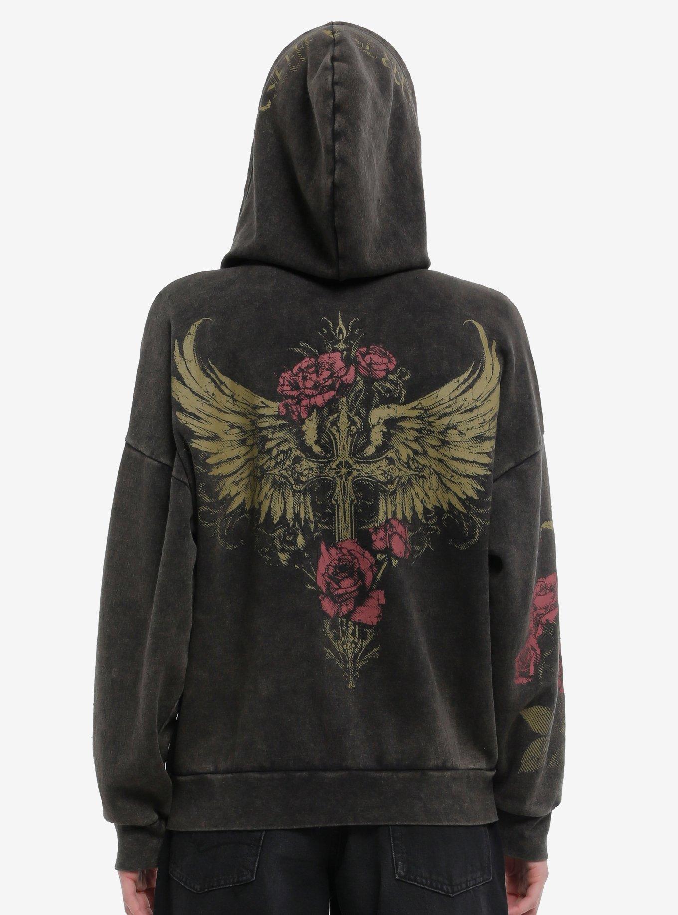 Rose Filigree Dreamer Mineral Wash Girls Hoodie, GOLD, alternate