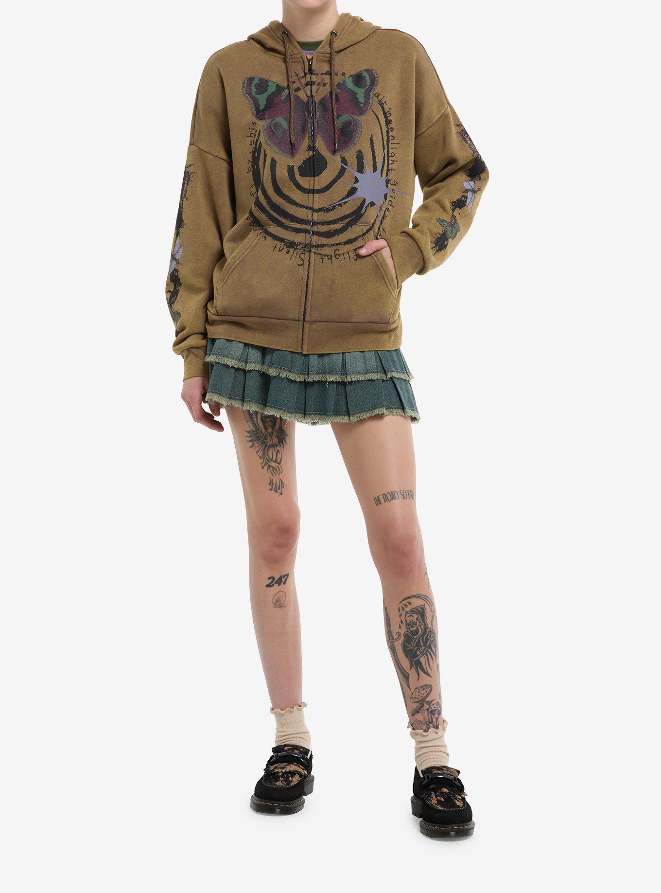 Thorn & Fable Night Insects Swirl Grunge Wash Girls Hoodie, , hi-res